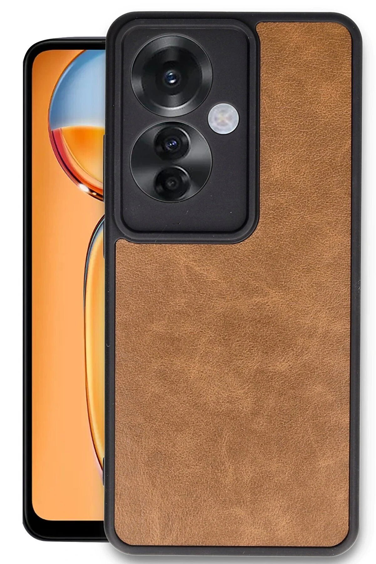 CepteToptan Oppo Reno 11F Kılıf Aras Deri Kapak - Taba - DROPX5292-5964