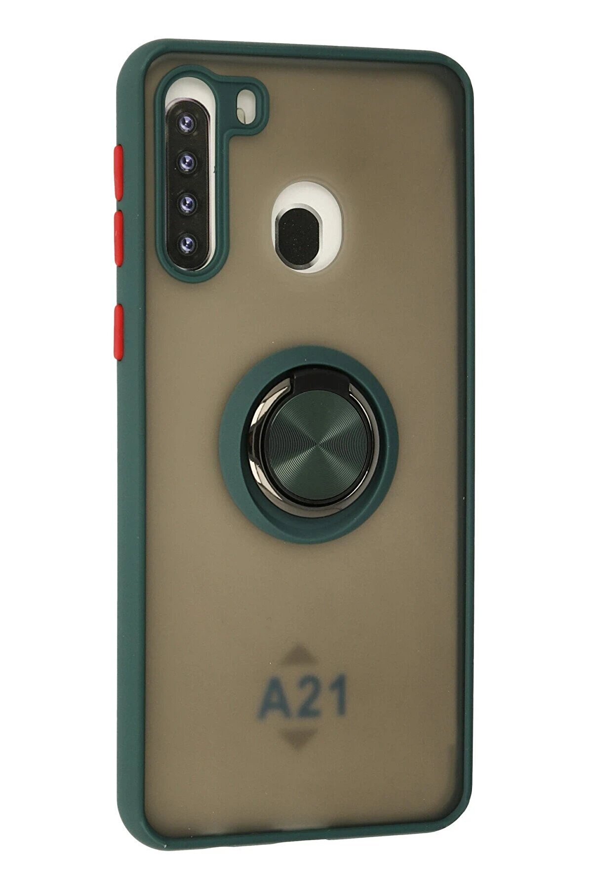 Samsung Galaxy A21 Kılıf Montreal Yüzüklü Si̇li̇kon Kapak - Yeşi̇l - Dropx1011-3904