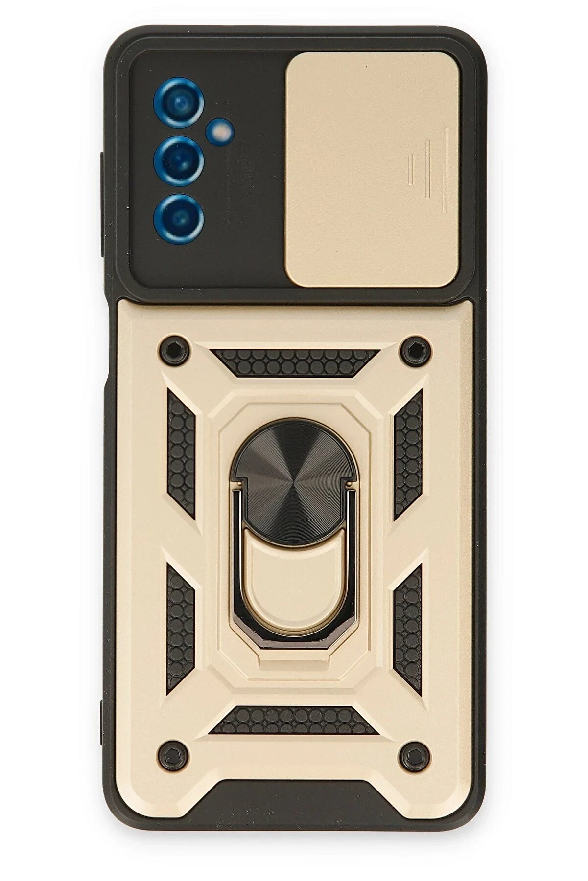 CepteToptan Samsung Galaxy M52 5G Kılıf Pars Lens Yüzüklü Silikon - Gold - DROPX5678-3322