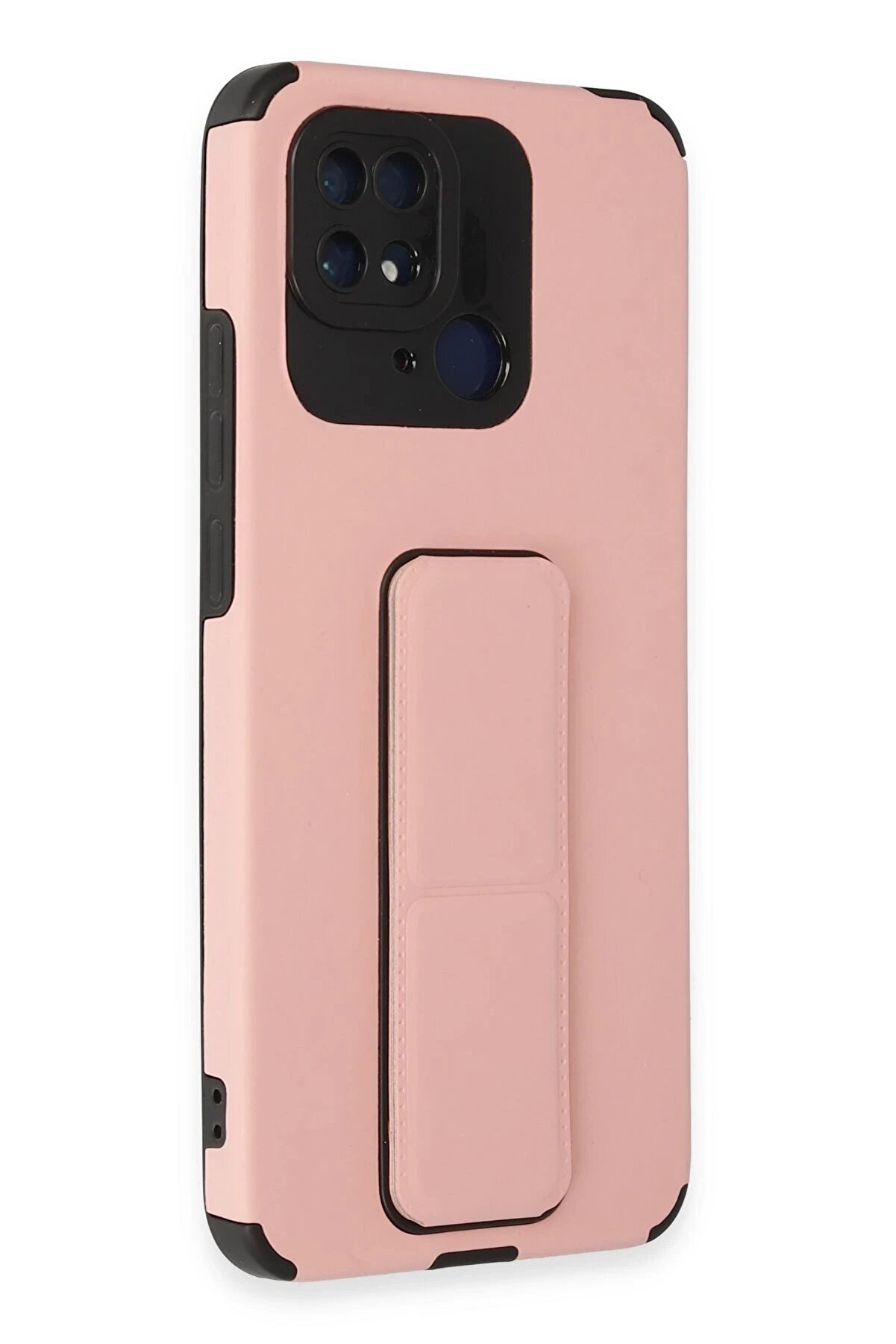 CepteToptan Xiaomi Redmi 10C Kılıf Mega Standlı Silikon - Pudra - DROPX7576-9841