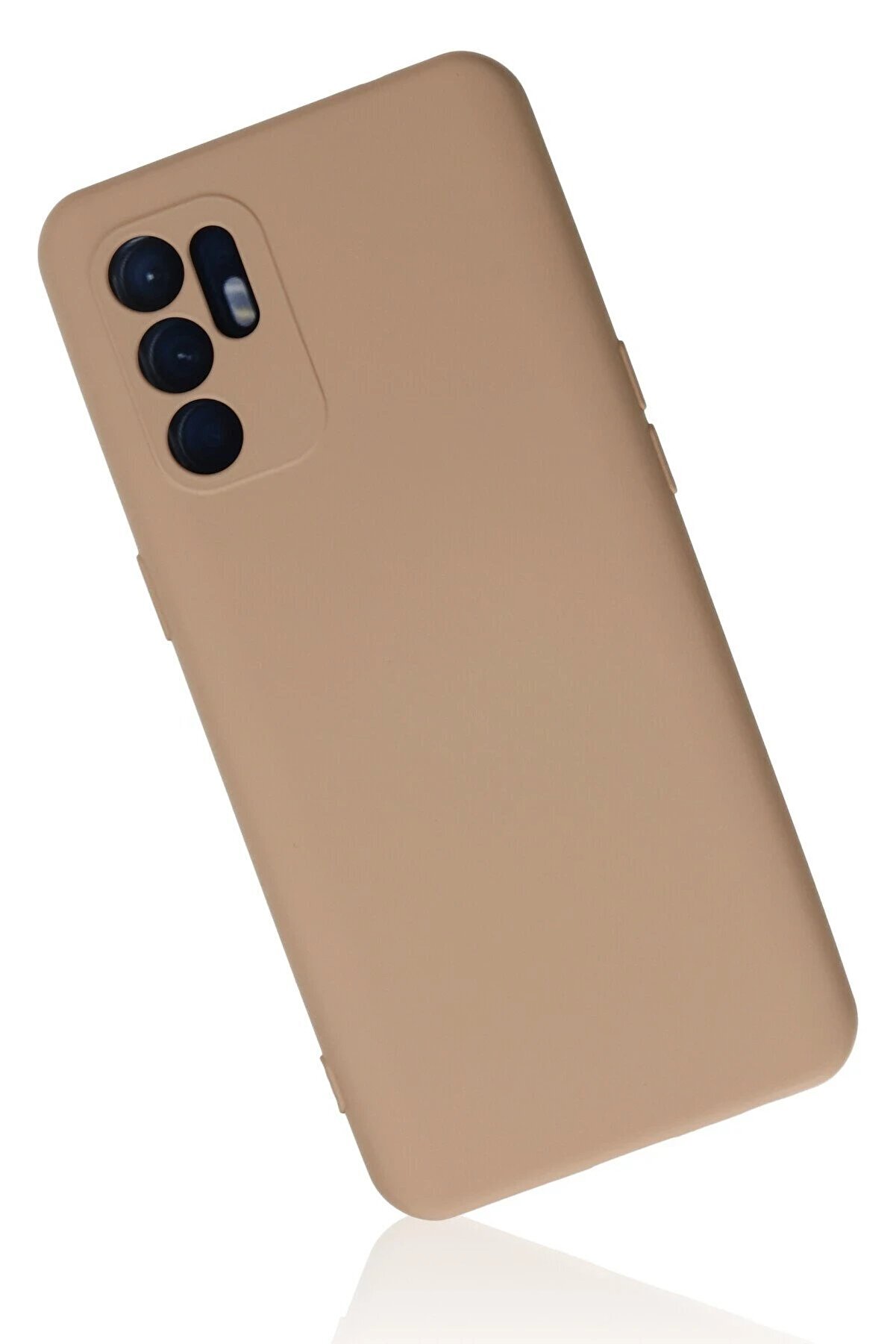 Oppo Reno 6 Kılıf Nano İçi̇ Kadi̇fe Si̇li̇kon - Pudra - Dropx3701-5649