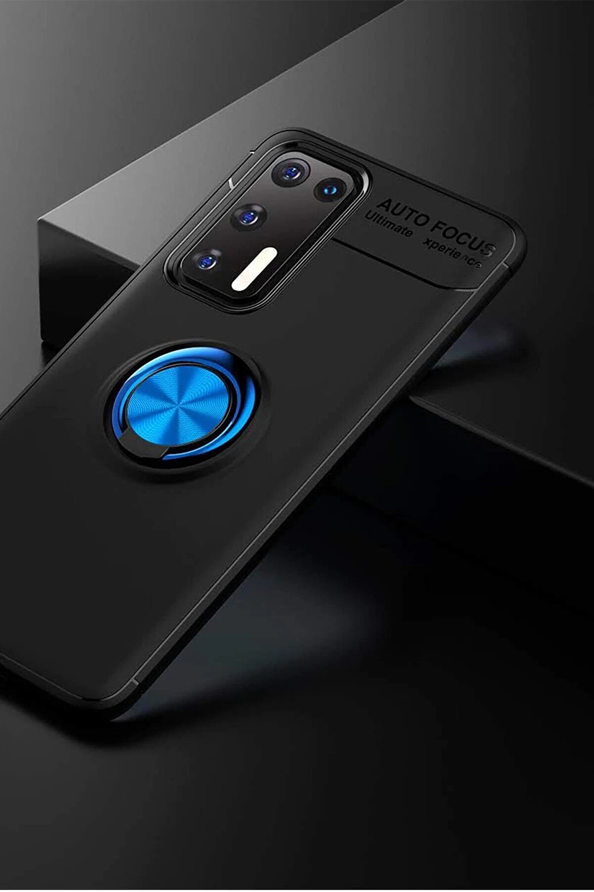 Huawei̇ P40 Kılıf Range Yüzüklü Si̇li̇kon - Si̇yah-Mavi̇ - Dropx9108-2722