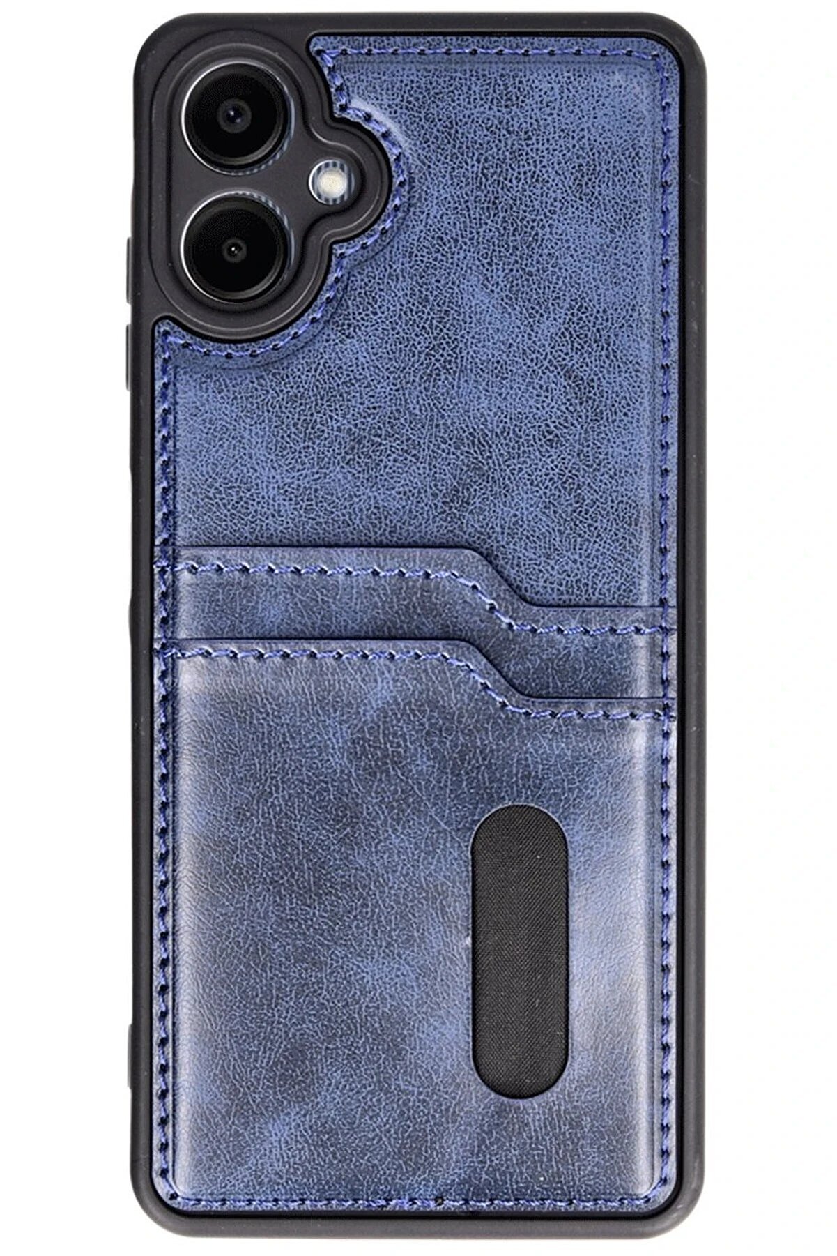 CepteToptan Samsung Galaxy A06 Kılıf Sara Kartvizitli Deri Kılıf - Lacivert - DROPX7462-1286