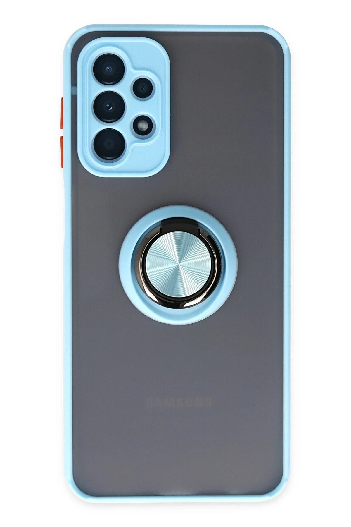 CepteToptan Samsung Galaxy A23 4G Kılıf Montreal Yüzüklü Silikon Kapak - Buz Mavi - DROPX7478-2786