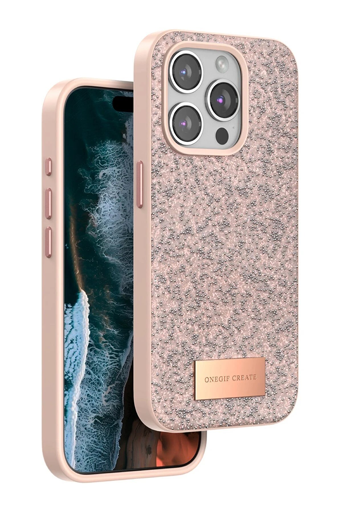 CepteToptan iPhone 14 Pro Max Bright Simli Kapak - Pembe - DROPX9183-8136