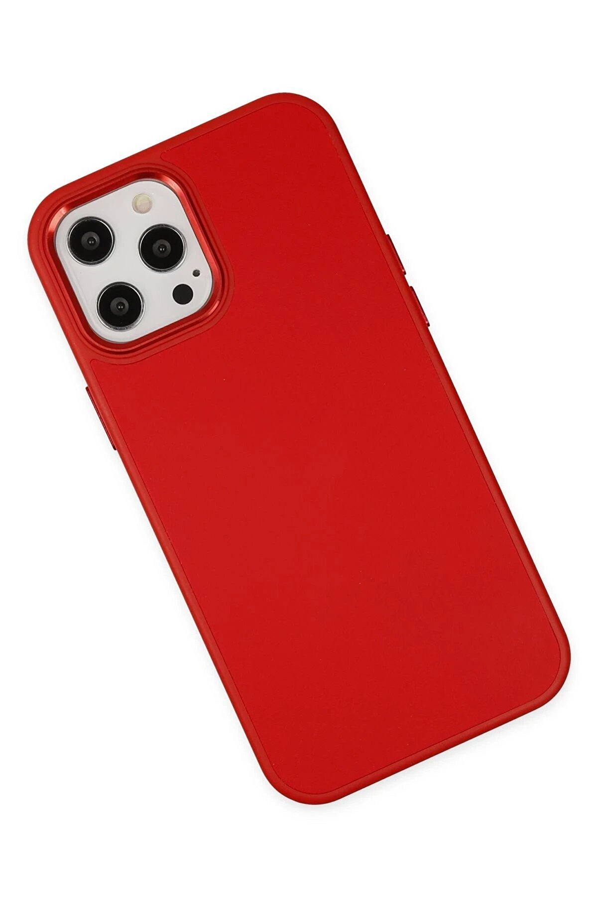 İphone 12 Pro Max Kılıf Asya Deri̇ Si̇li̇kon - Kırmızı - Dropx4307-7468
