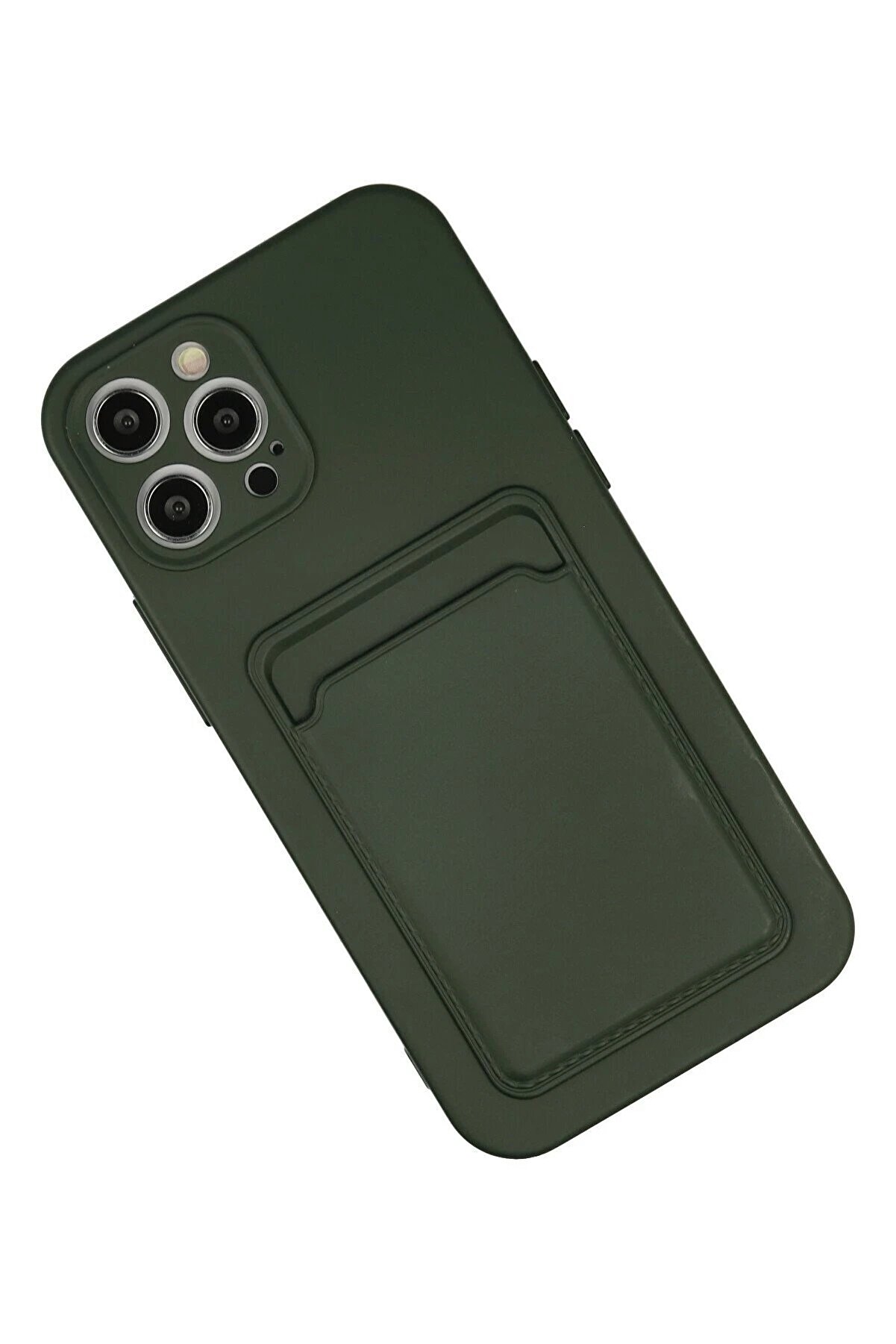 İphone 12 Pro Max Kılıf Kelvi̇n Kartvi̇zi̇tli̇ Si̇li̇kon - Koyu Yeşi̇l - Dropx9682-3757