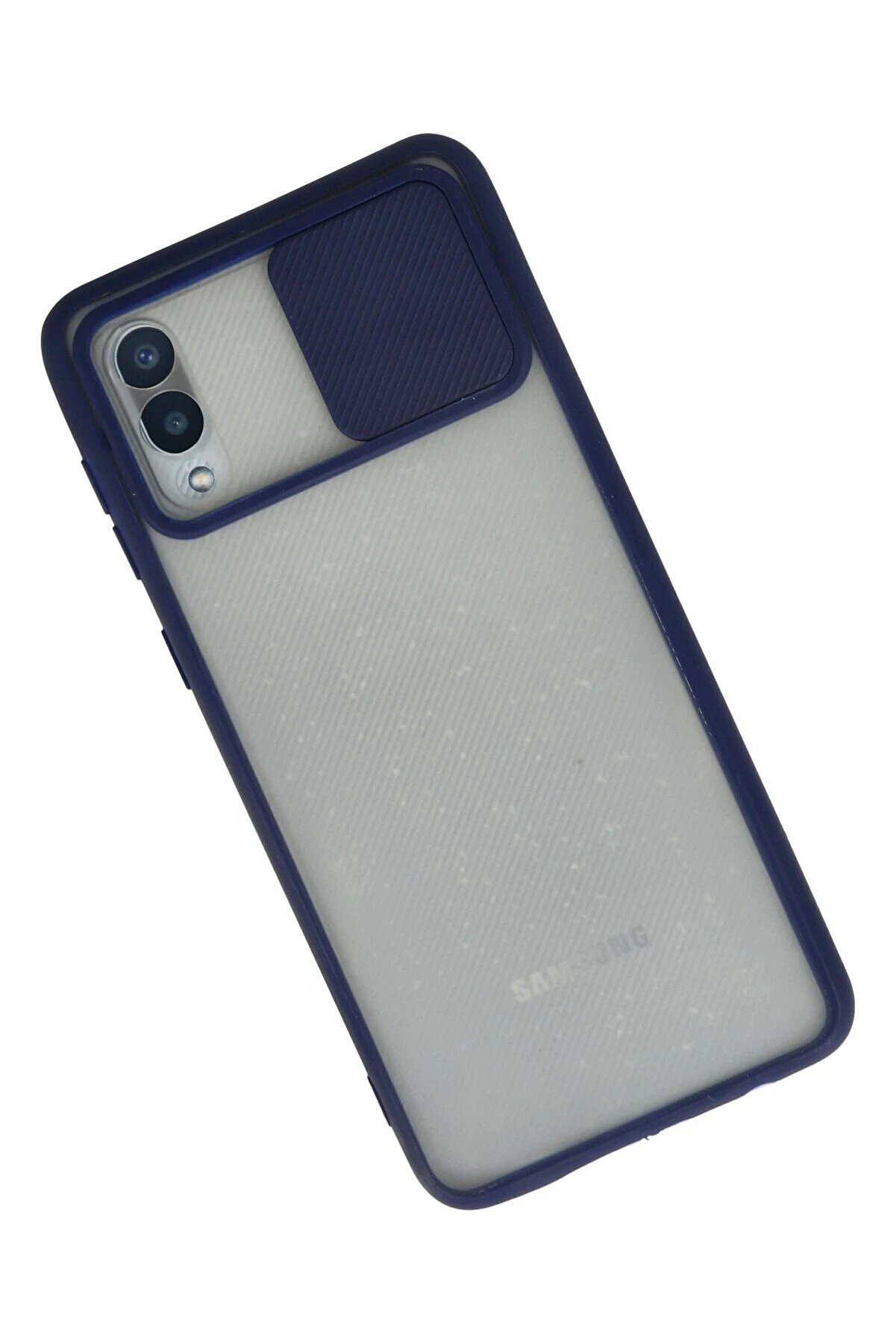 Samsung Galaxy A02 Kılıf Palm Buzlu Kamera Sürgülü Si̇li̇kon - Laci̇vert - Dropx1661-7539