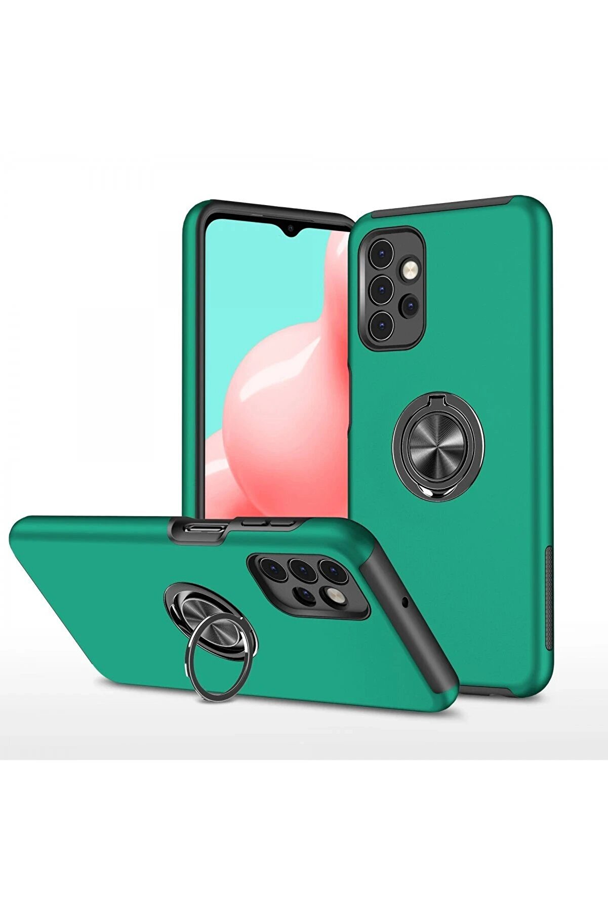 CepteToptan Samsung Galaxy A72 Kılıf Elit Yüzüklü Kapak - Yeşil - DROPX3706-1137