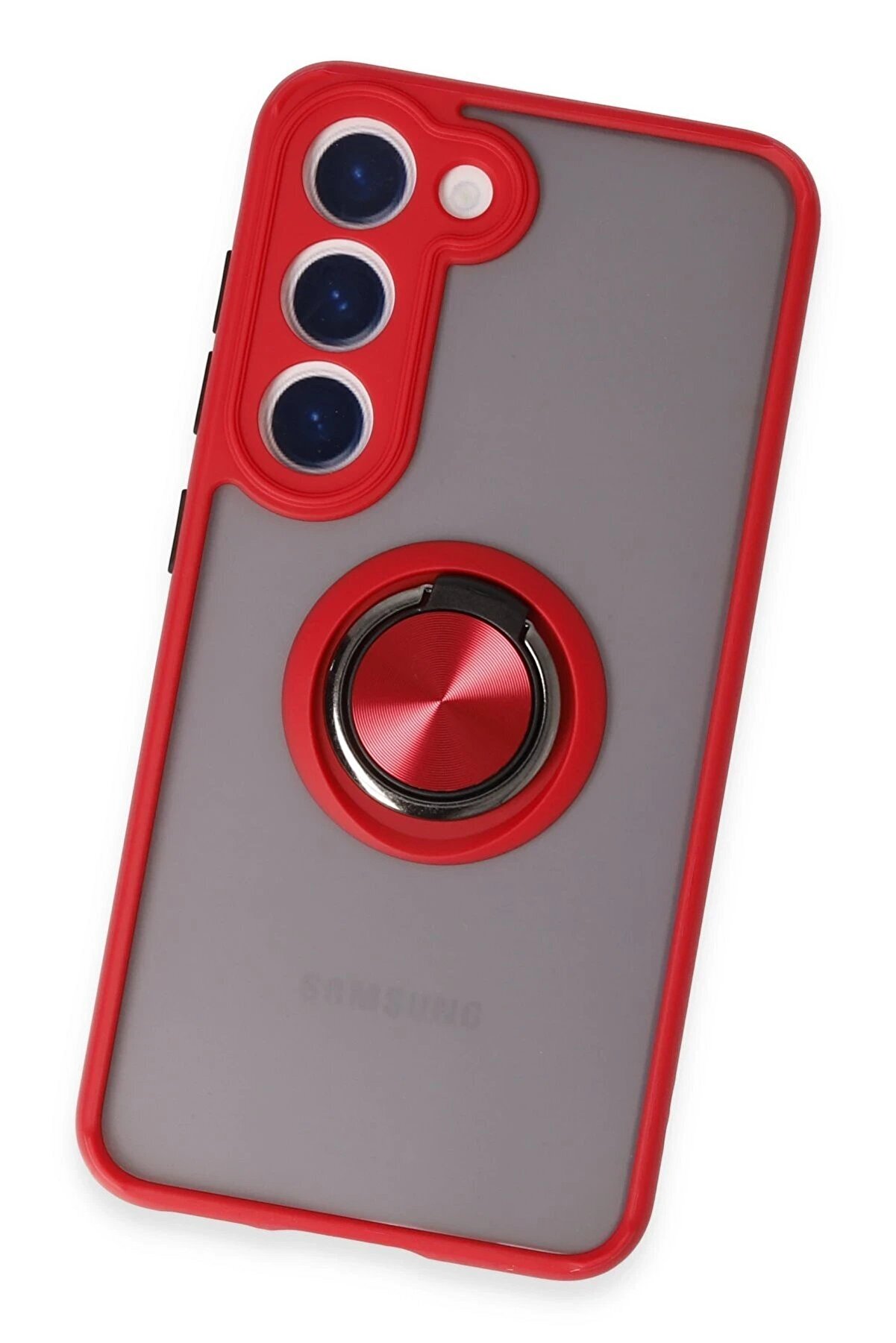 Samsung Galaxy S23 Kılıf Montreal Yüzüklü Si̇li̇kon Kapak - Kırmızı - Dropx2962-6668