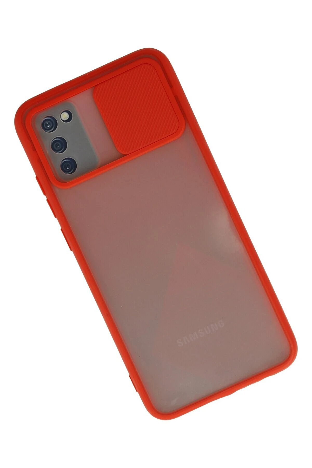 Samsung Galaxy A02S Kılıf Palm Buzlu Kamera Sürgülü Si̇li̇kon - Kırmızı - Dropx4155-2274