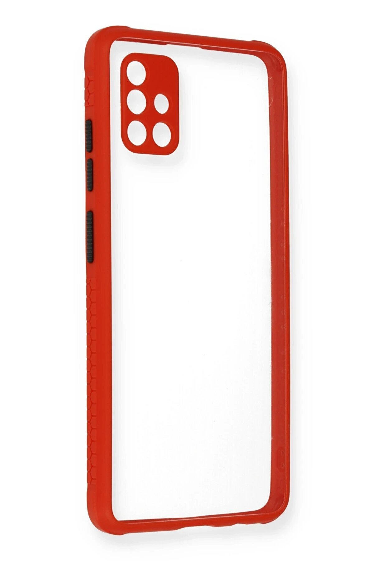CepteToptan Samsung Galaxy A71 Kılıf Miami Şeffaf Silikon - Kırmızı - DROPX4216-1689