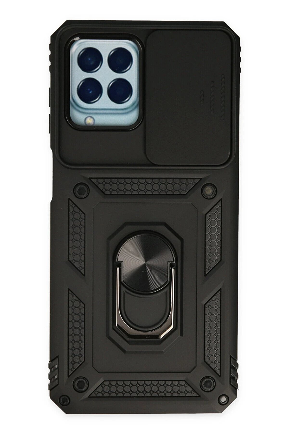 CepteToptan Samsung Galaxy M33 Kılıf Pars Lens Yüzüklü Silikon - Siyah - DROPX6515-6303