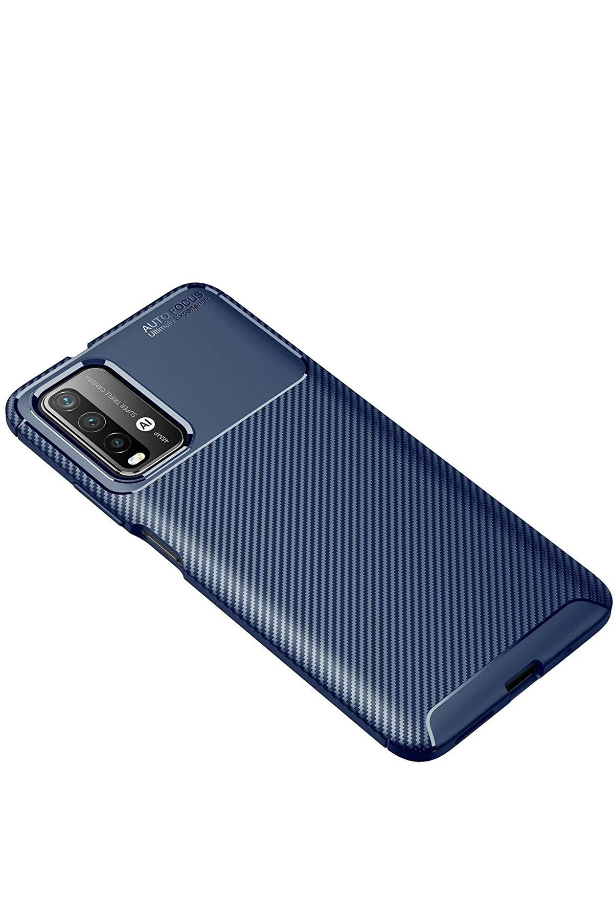 Xi̇aomi̇ Redmi̇ 9T Kılıf Auto Focus Karbon Kapak - Laci̇vert - Dropx9220-6146