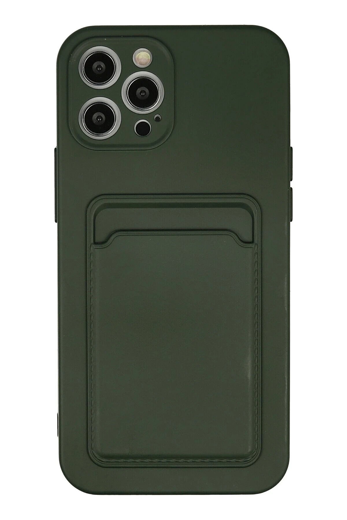 CepteToptan iPhone 12 Pro Max Kılıf Kelvin Kartvizitli Silikon - Koyu Yeşil - DROPX9682-3757