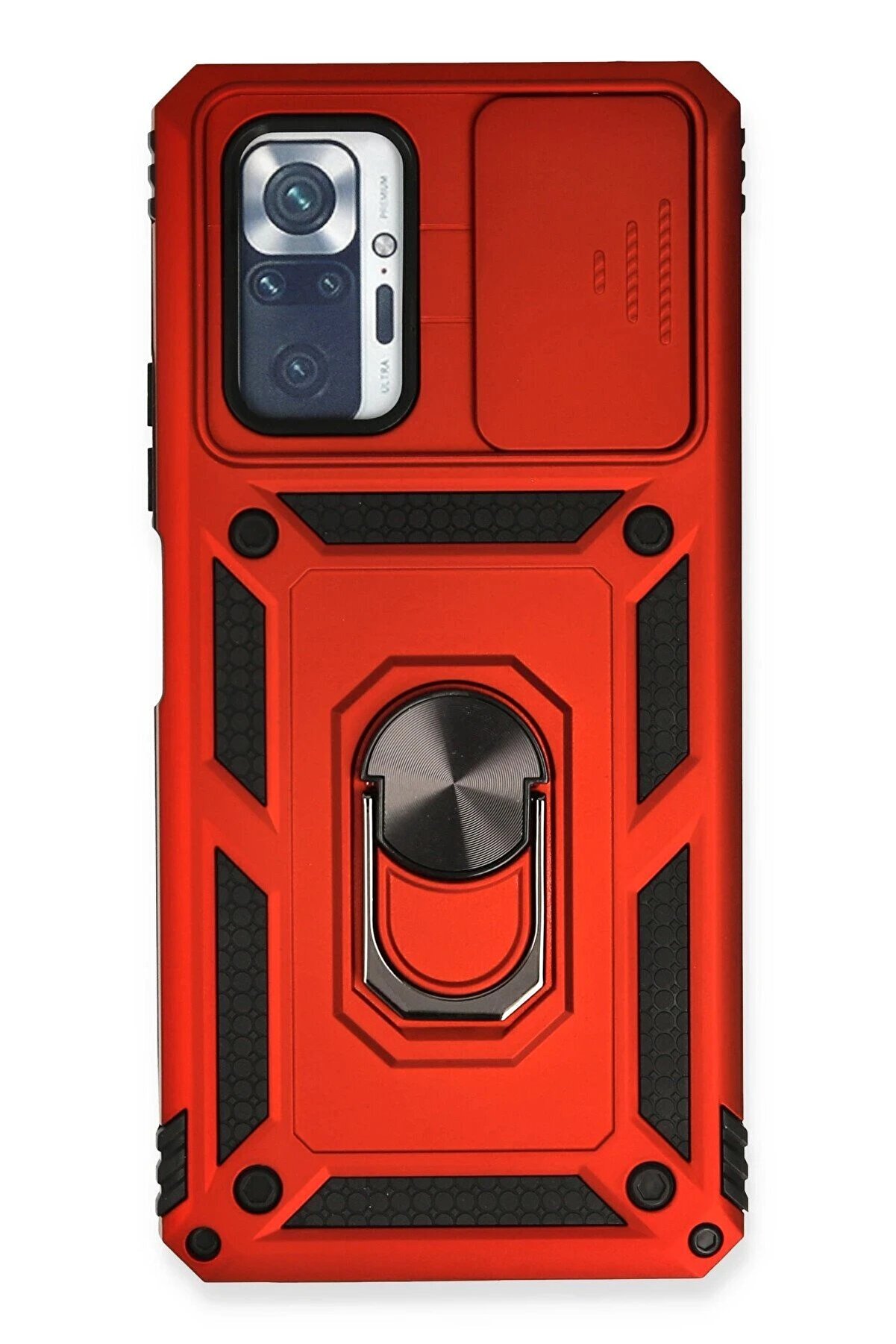 CepteToptan Xiaomi Redmi Note 10 Pro Kılıf Pars Lens Yüzüklü Silikon - Kırmızı - DROPX4902-5425