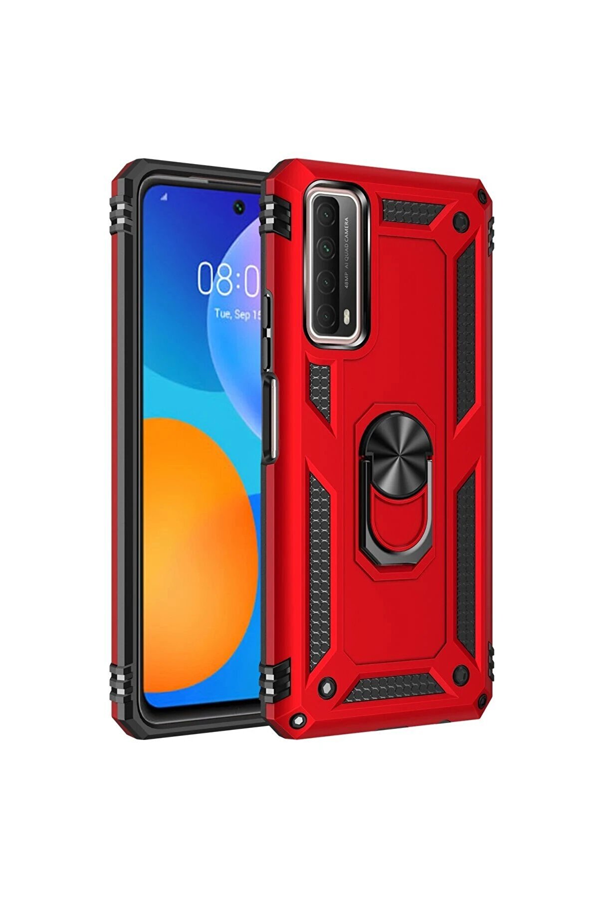 CepteToptan Huawei P Smart 2021 Kılıf Sofya Y&uuml;z&uuml;kl&uuml; Silikon Kapak - Kırmızı - DROPX4389-7369