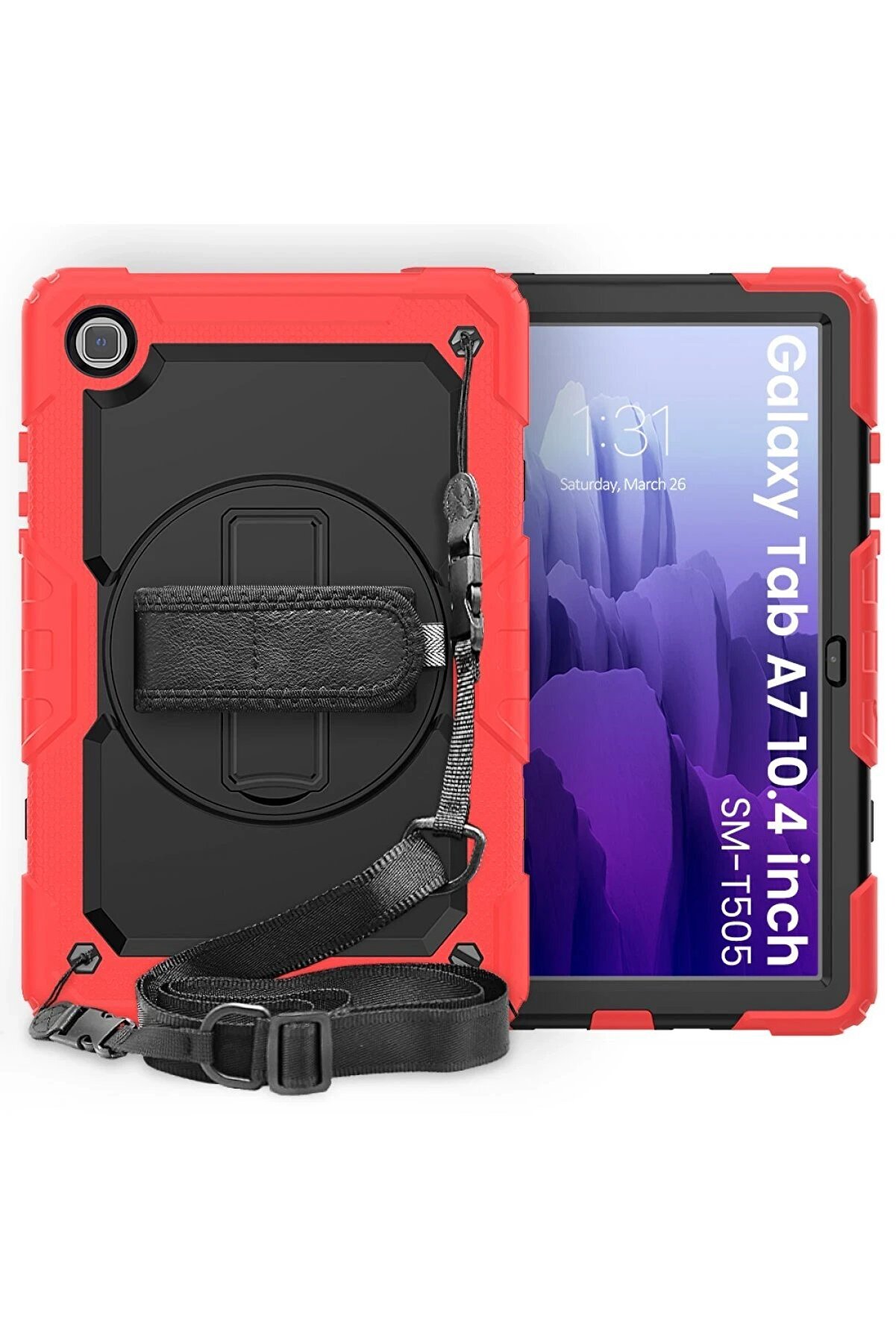 CepteToptan Samsung Galaxy Tab A7 10.4 Kılıf Pars Tablet Kapak - Kırmızı - DROPX9578-3955