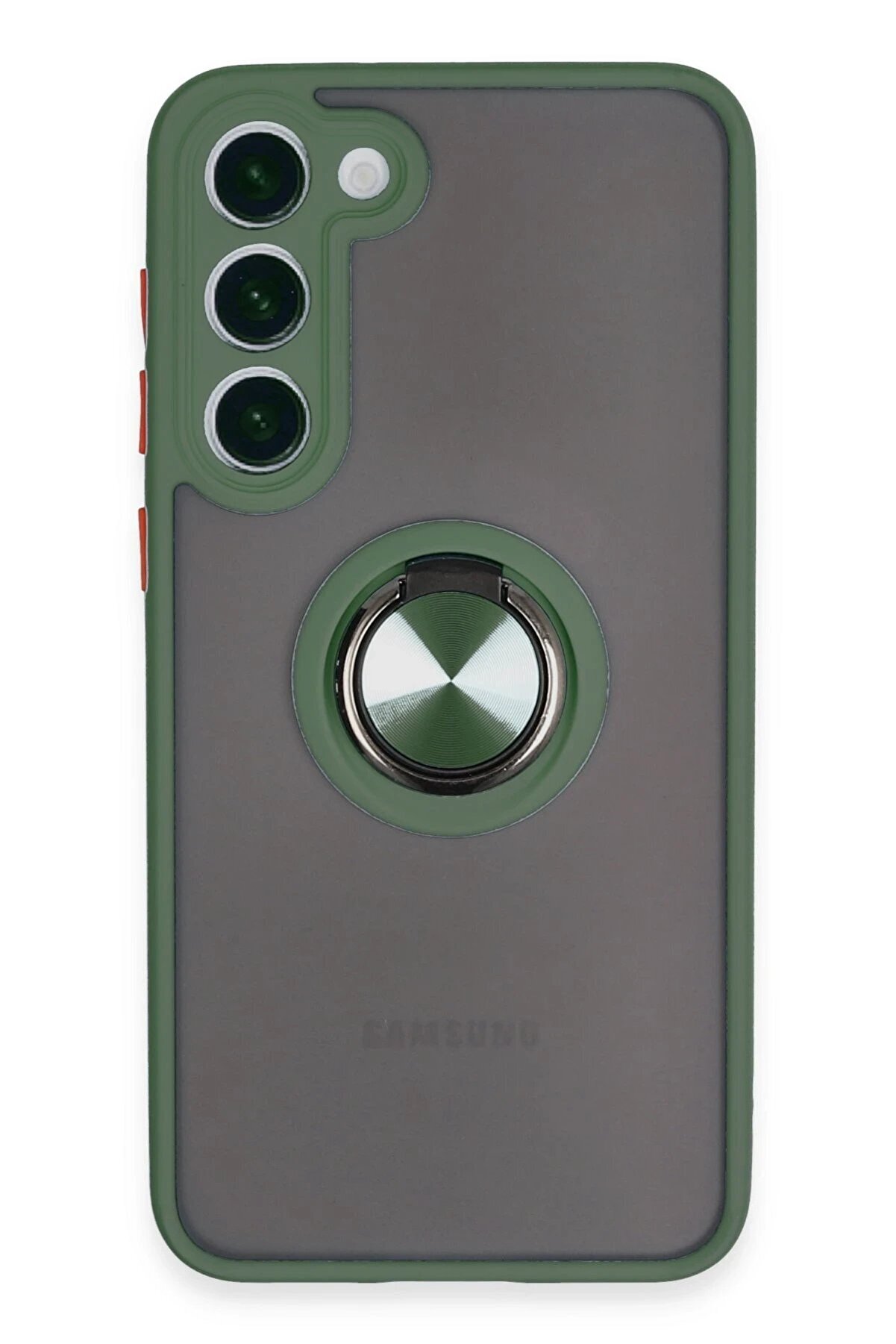 CepteToptan Samsung Galaxy S23 Plus Kılıf Montreal Yüzüklü Silikon Kapak - Yeşil - DROPX7519-8489