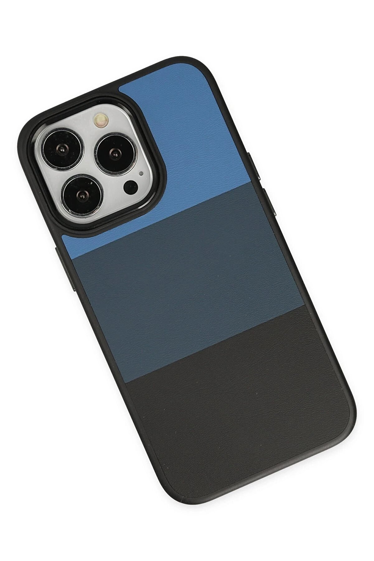 İphone 14 Pro Max Kılıf Ki̇ng Kapak - Mavi̇-Si̇yah - Dropx6974-4157