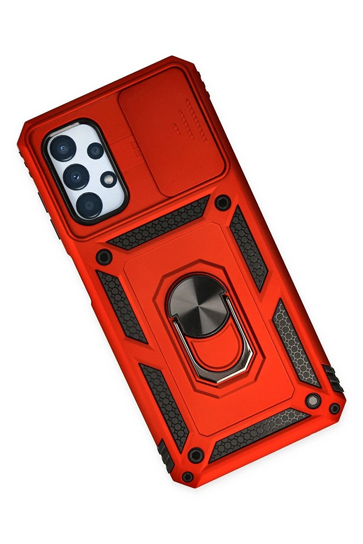 Samsung Galaxy A13 4G Kılıf Pars Lens Yüzüklü Si̇li̇kon - Kırmızı - Dropx9942-8021