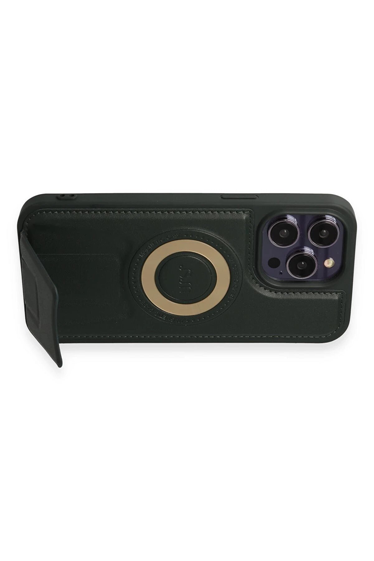 İphone 14 Pro Kılıf Merk&uuml;r Magneti̇csafe Standlı Kapak - Koyu Yeşi̇l - Dropx3252-3348