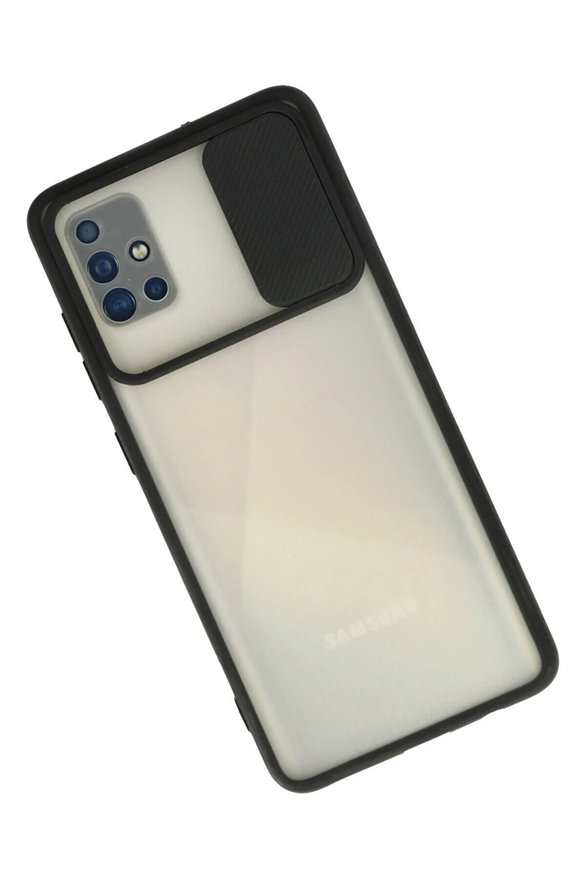 Samsung Galaxy A71 Kılıf Palm Buzlu Kamera Sürgülü Si̇li̇kon - Si̇yah - Dropx1763-4131