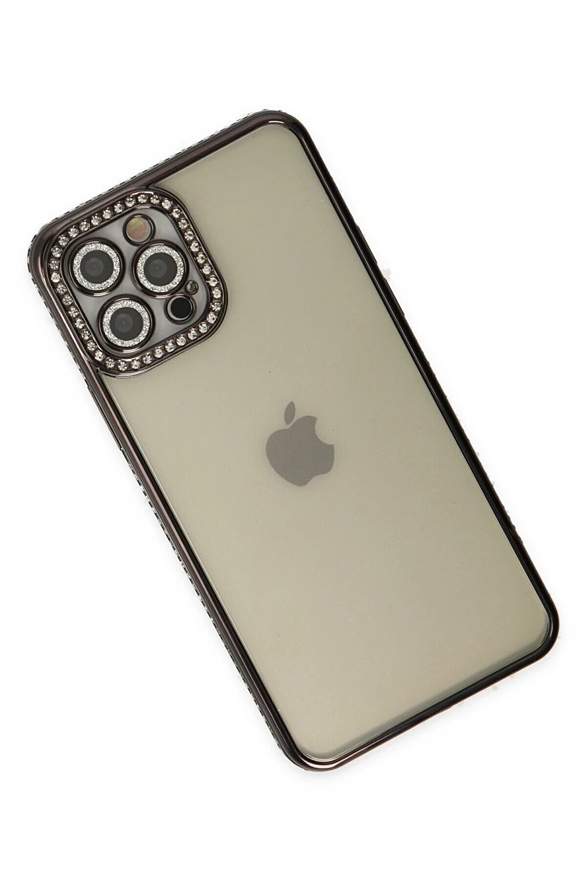 İphone 12 Pro Kılıf Joke Taşlı Si̇li̇kon - Si̇yah - Dropx6475-6057