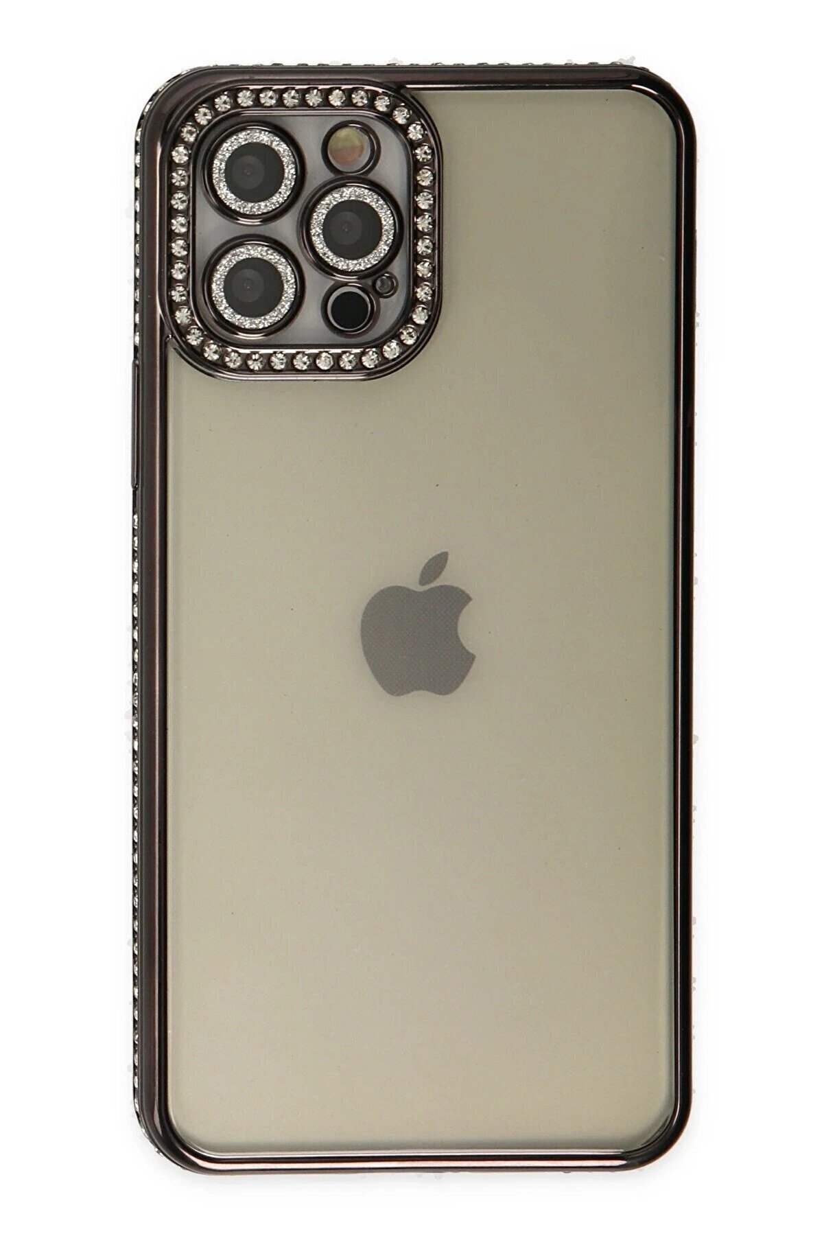 İphone 12 Pro Kılıf Joke Taşlı Si̇li̇kon - Si̇yah - Dropx6475-6057