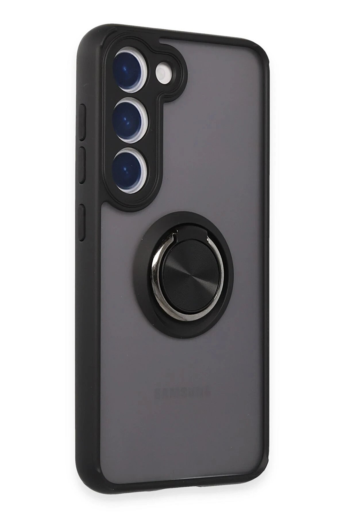 Samsung Galaxy S23 Kılıf Montreal Yüzüklü Si̇li̇kon Kapak - Si̇yah - Dropx3575-3438