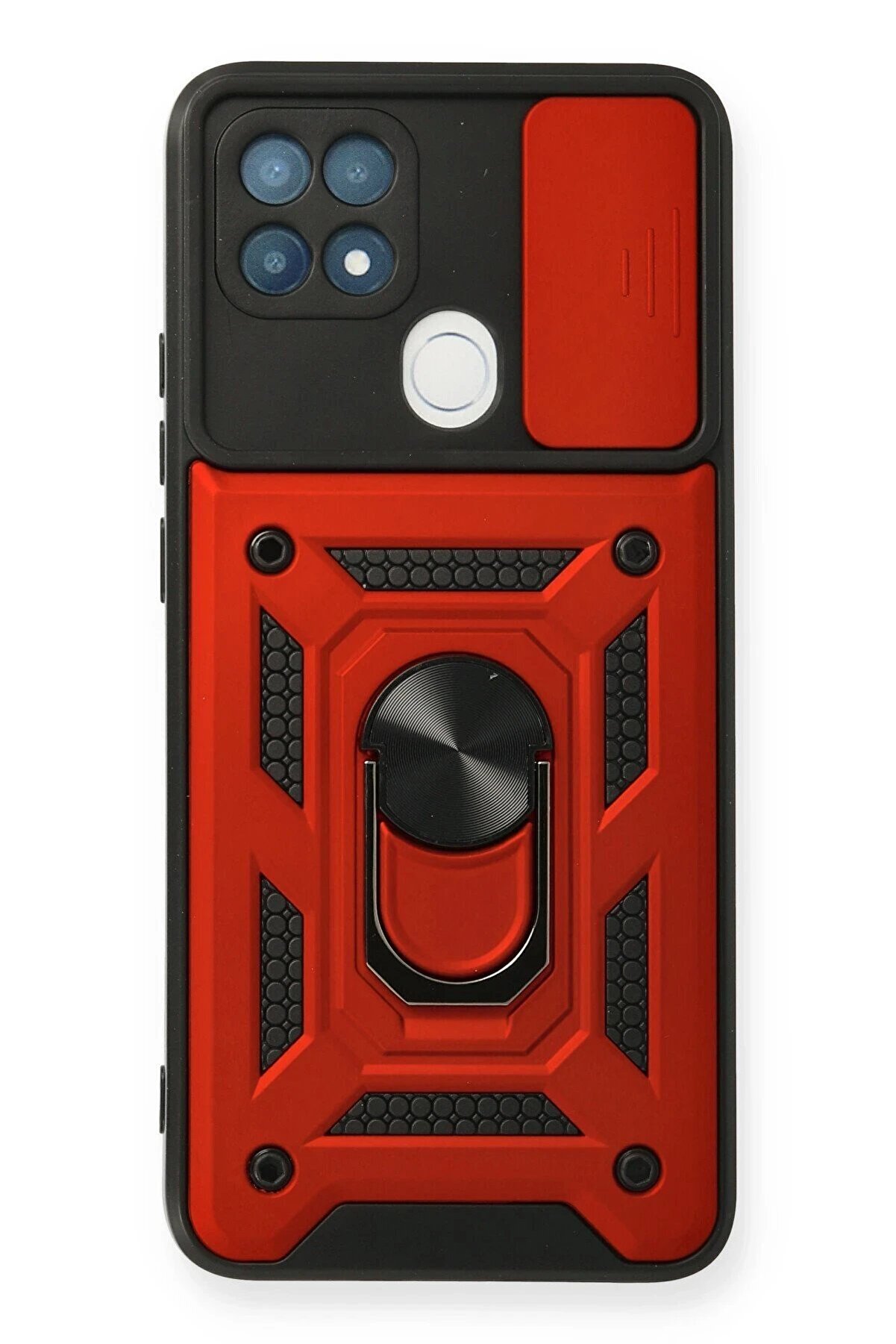 CepteToptan Oppo A15 Kılıf Pars Lens Y&uuml;z&uuml;kl&uuml; Silikon - Kırmızı - DROPX7222-1315