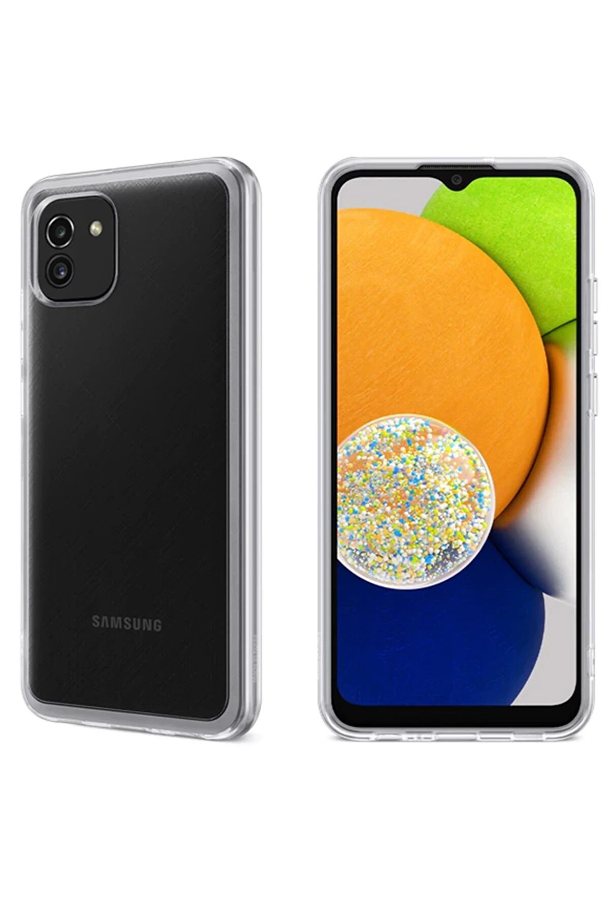 CepteToptan Samsung Galaxy A03 Kılıf Lüx Şeffaf Silikon - DROPX4153-9344