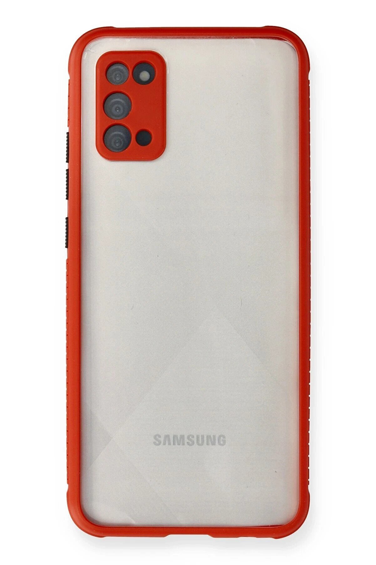 CepteToptan Samsung Galaxy A02S Kılıf Miami Şeffaf Silikon - Kırmızı - DROPX5951-1349