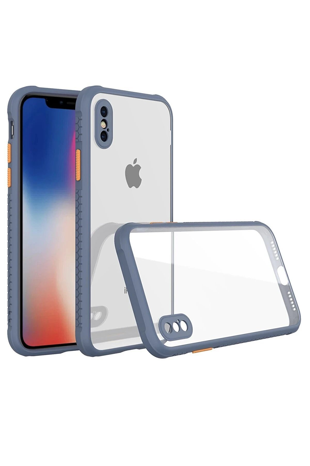 CepteToptan iPhone XS Max Kılıf Miami Şeffaf Silikon - Gri - DROPX1428-9243