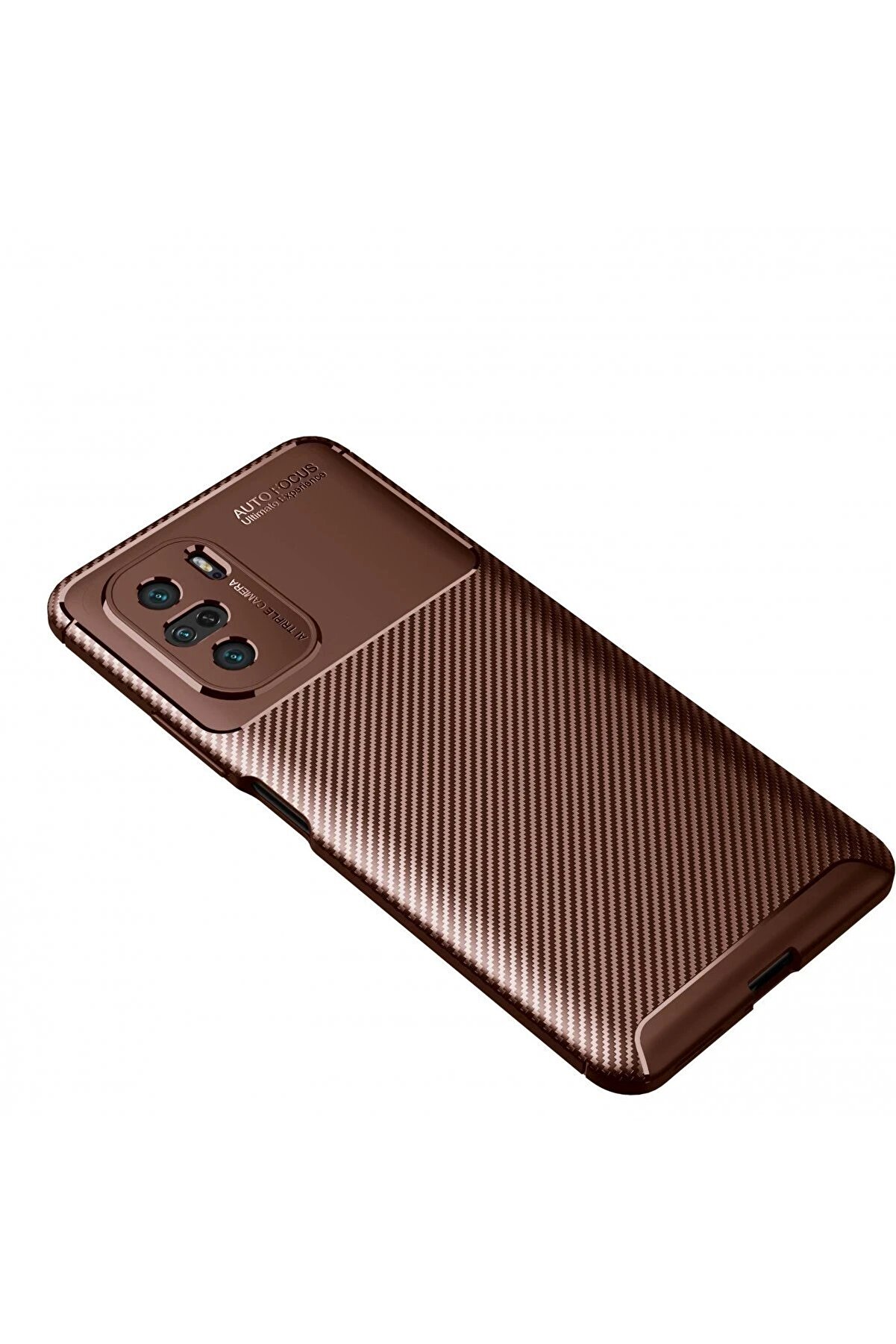 Newface Xi̇aomi̇ Poco F3 Kılıf Auto Focus Karbon Kapak - Kahverengi̇