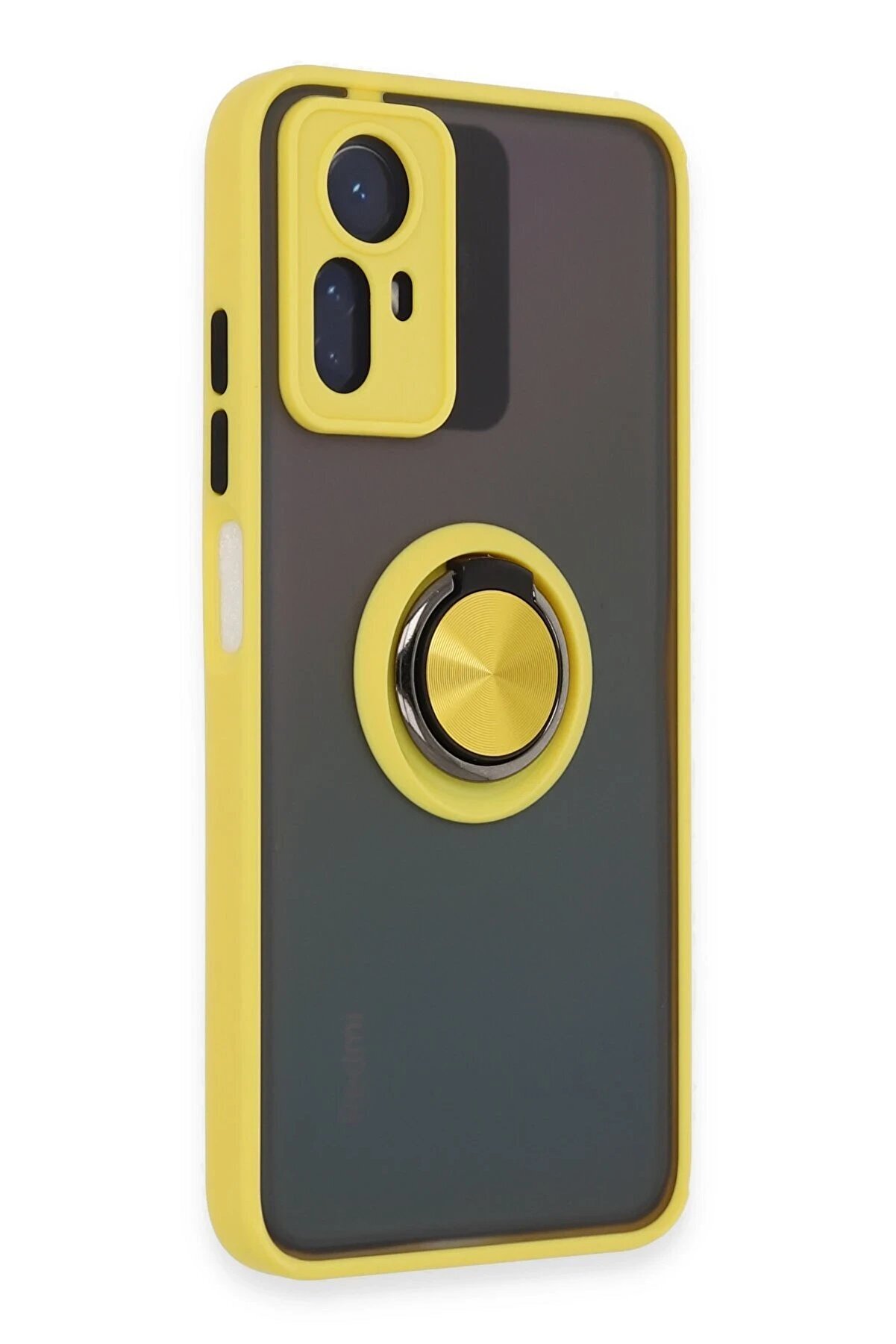 Newface Xi̇aomi̇ Redmi̇ Note 12S Kılıf Montreal Yüzüklü Si̇li̇kon Kapak - Sarı