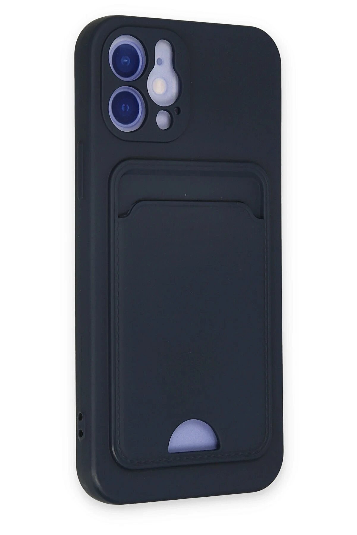 İphone 12 Kılıf Kelvi̇n Kartvi̇zi̇tli̇ Si̇li̇kon - Laci̇vert - Dropx5783-9613