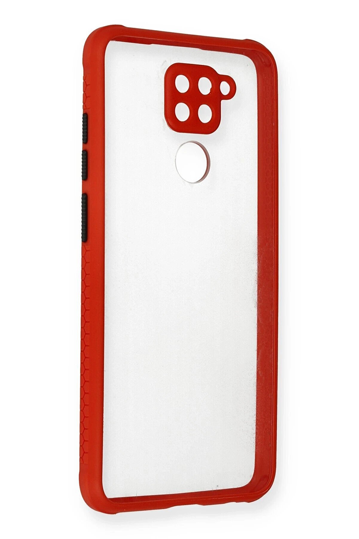 CepteToptan Xiaomi Redmi Note 9 Kılıf Miami Şeffaf Silikon - Kırmızı - DROPX4372-9878