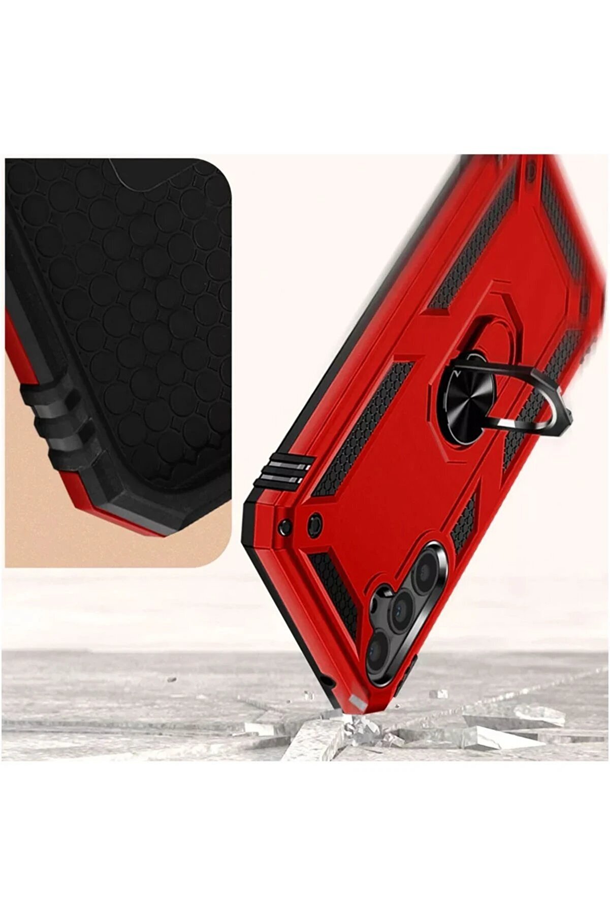 Samsung Galaxy A54 5G Kılıf Sofya Yüzüklü Si̇li̇kon Kapak - Rose - Dropx3578-5242