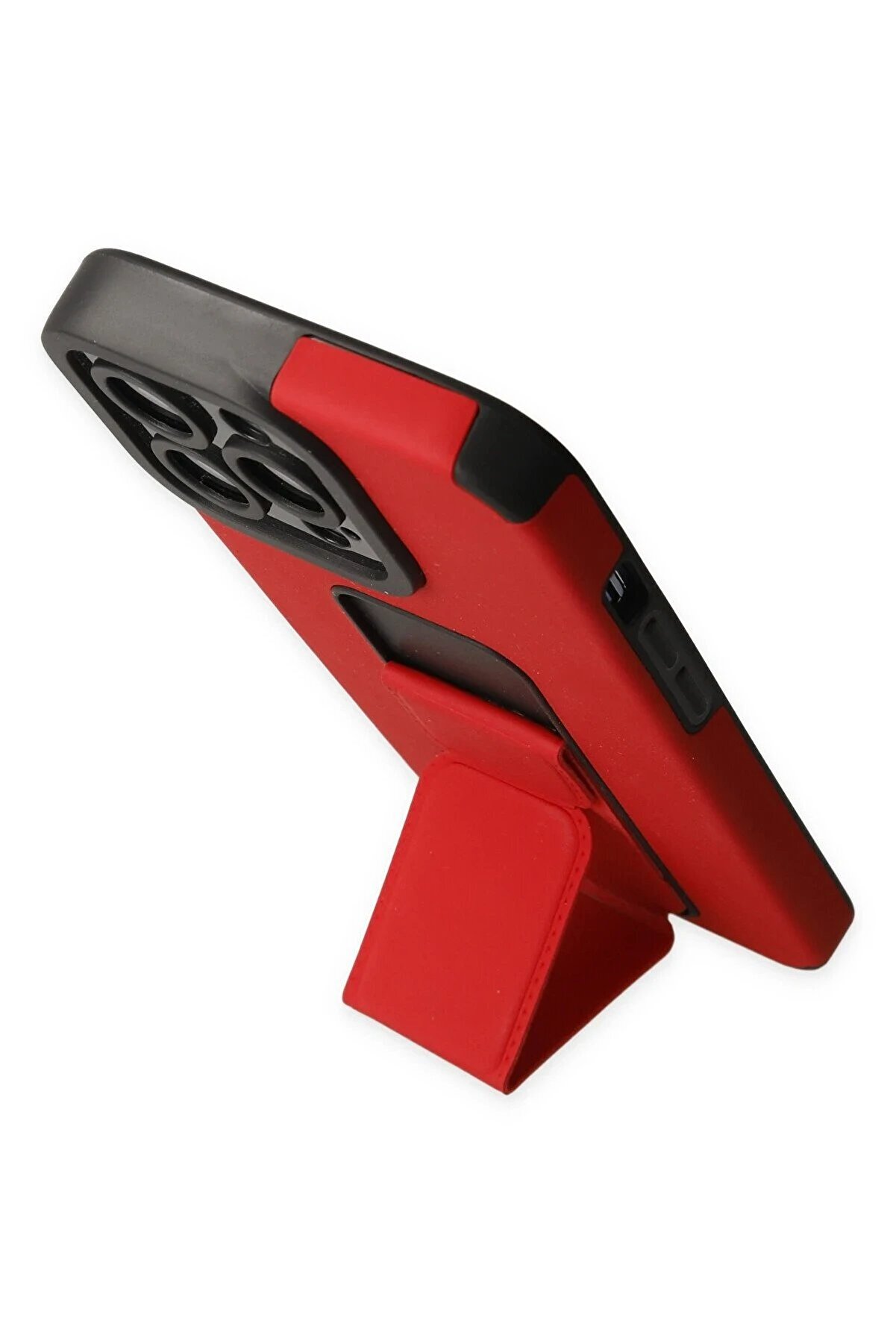 İphone 13 Pro Max Kılıf Mega Standlı Si̇li̇kon - Kırmızı - Dropx8920-7025