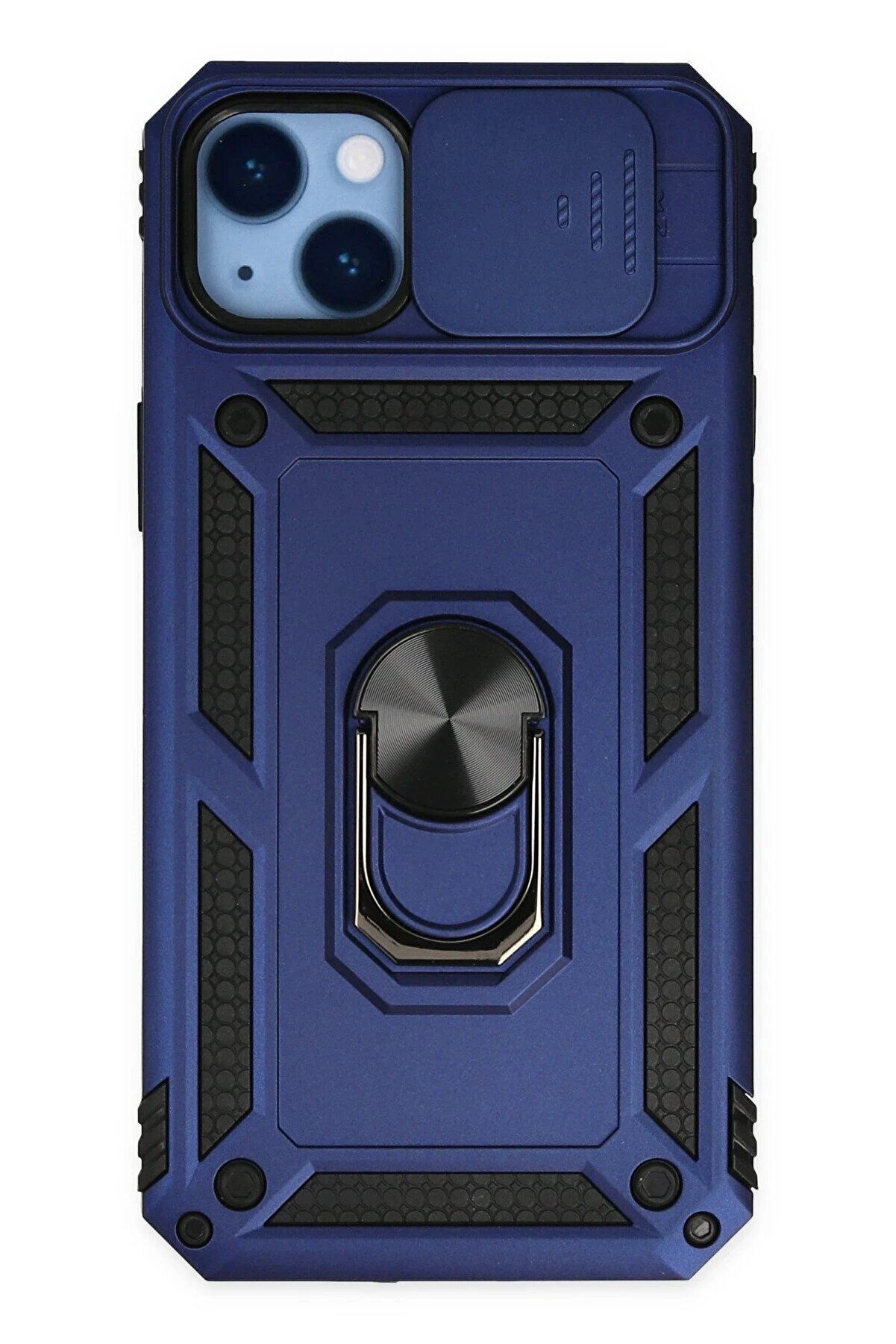 CepteToptan iPhone 14 Plus Kılıf Pars Lens Yüzüklü Silikon - Lacivert - DROPX7709-6288