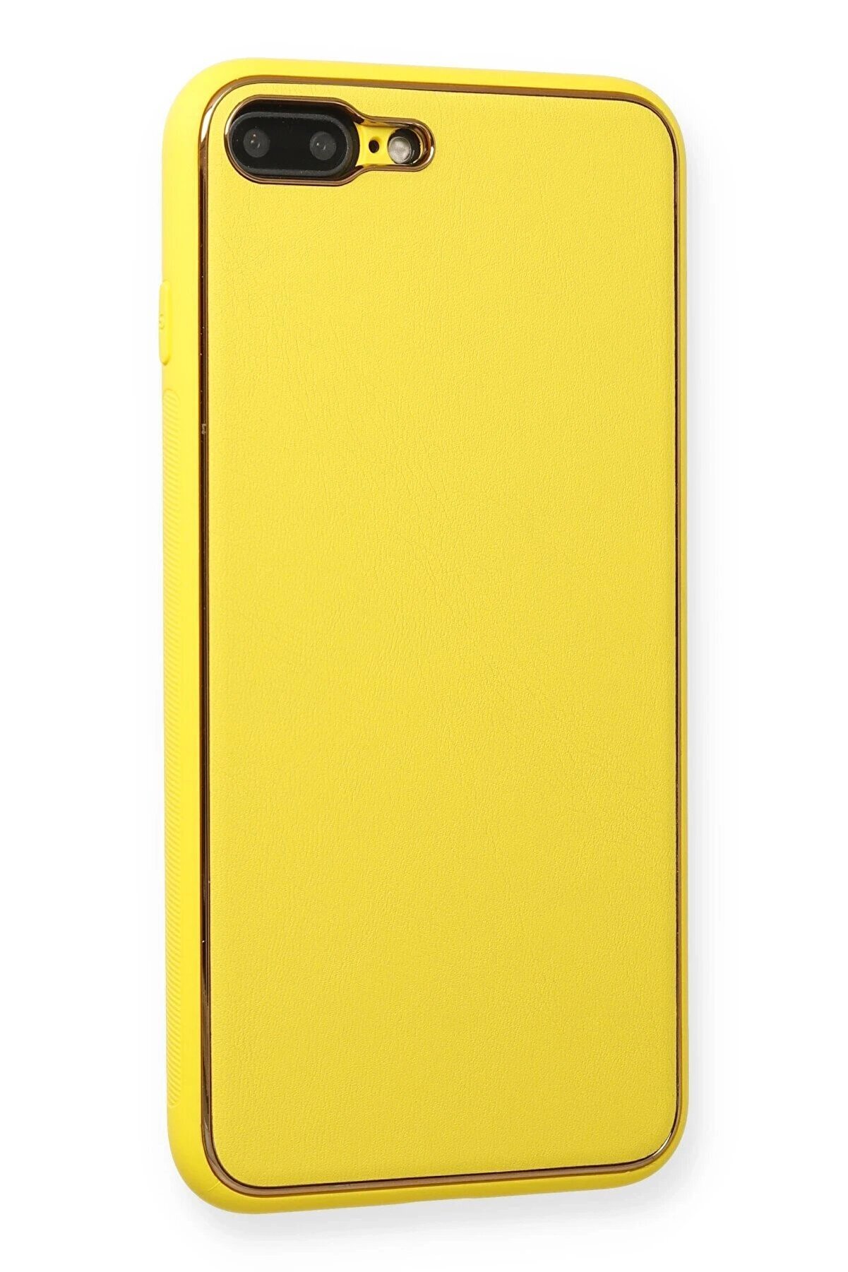 İphone 7 Plus Kılıf Coco Deri̇ Si̇li̇kon Kapak - Sarı - Dropx6995-1393