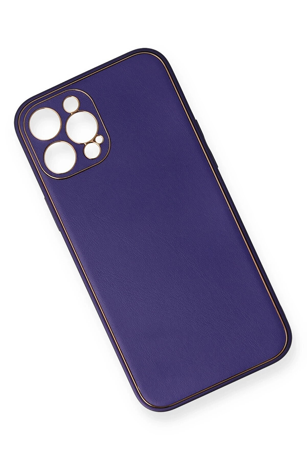 İphone 12 Pro Kılıf Coco Deri̇ Si̇li̇kon Kapak - Mor - Dropx5689-5999