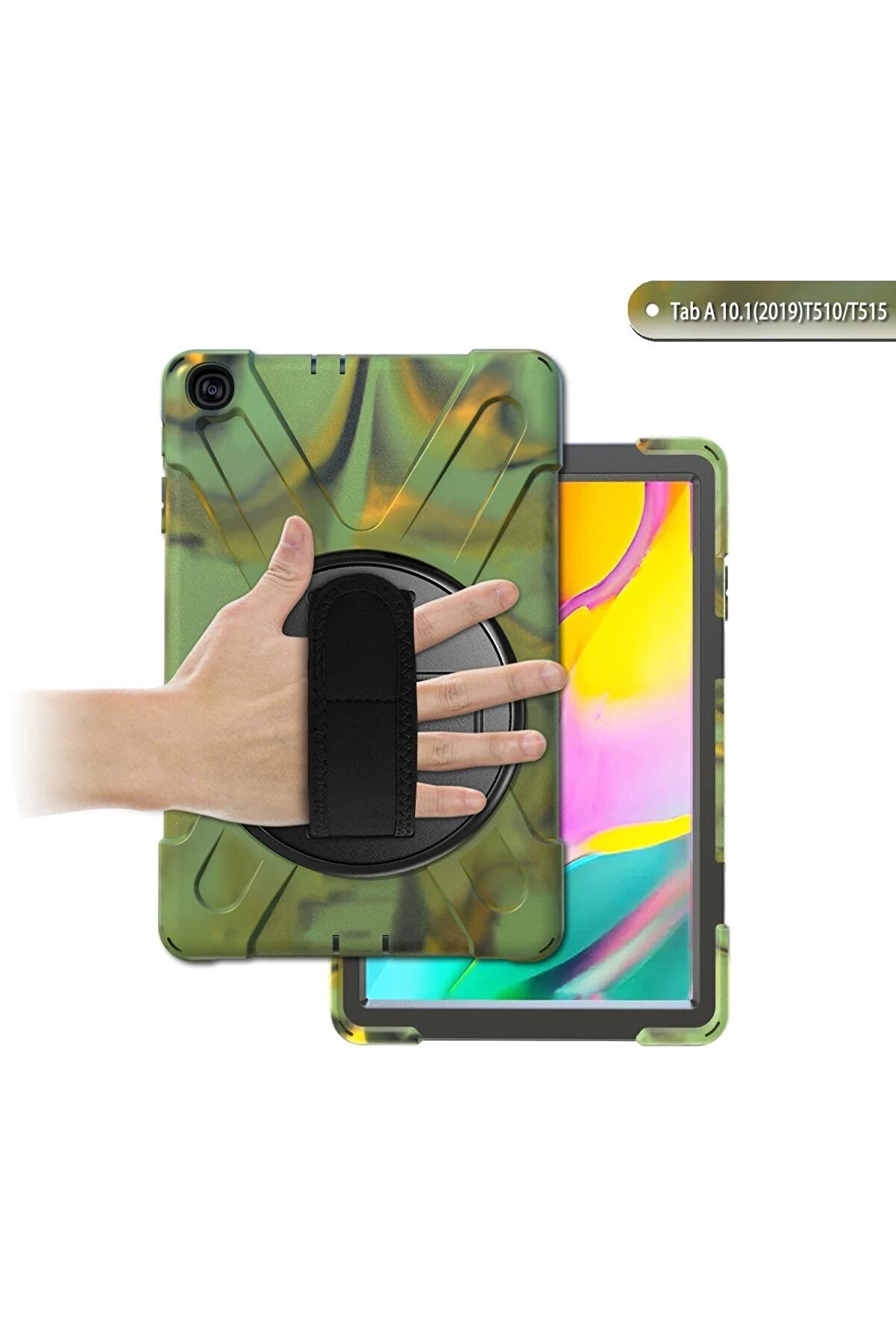 Samsung Galaxy T510 Tab A 10.1 Kılıf Amazi̇ng Tablet Kapak - Kamuflaj - Dropx7696-8045