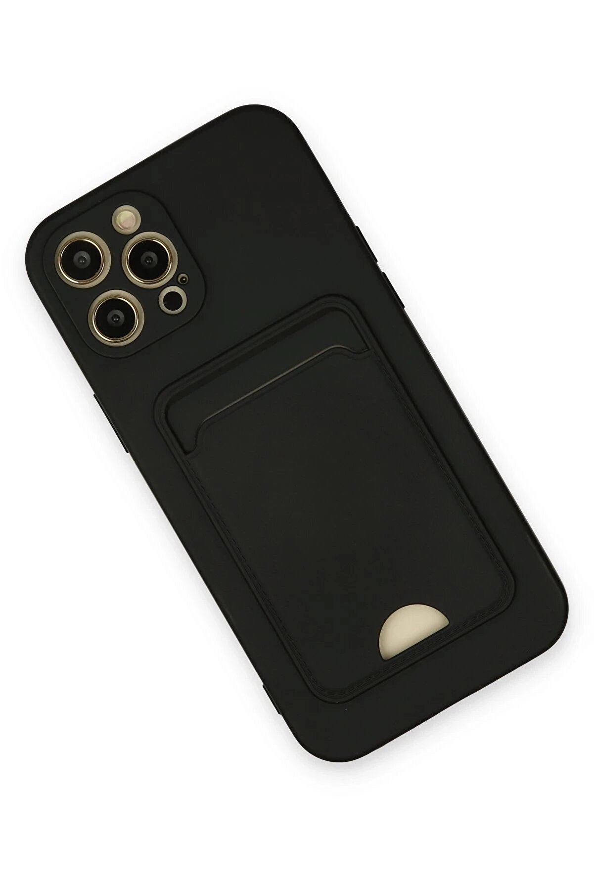 İphone 12 Pro Max Kılıf Kelvi̇n Kartvi̇zi̇tli̇ Si̇li̇kon - Si̇yah - Dropx1721-6199