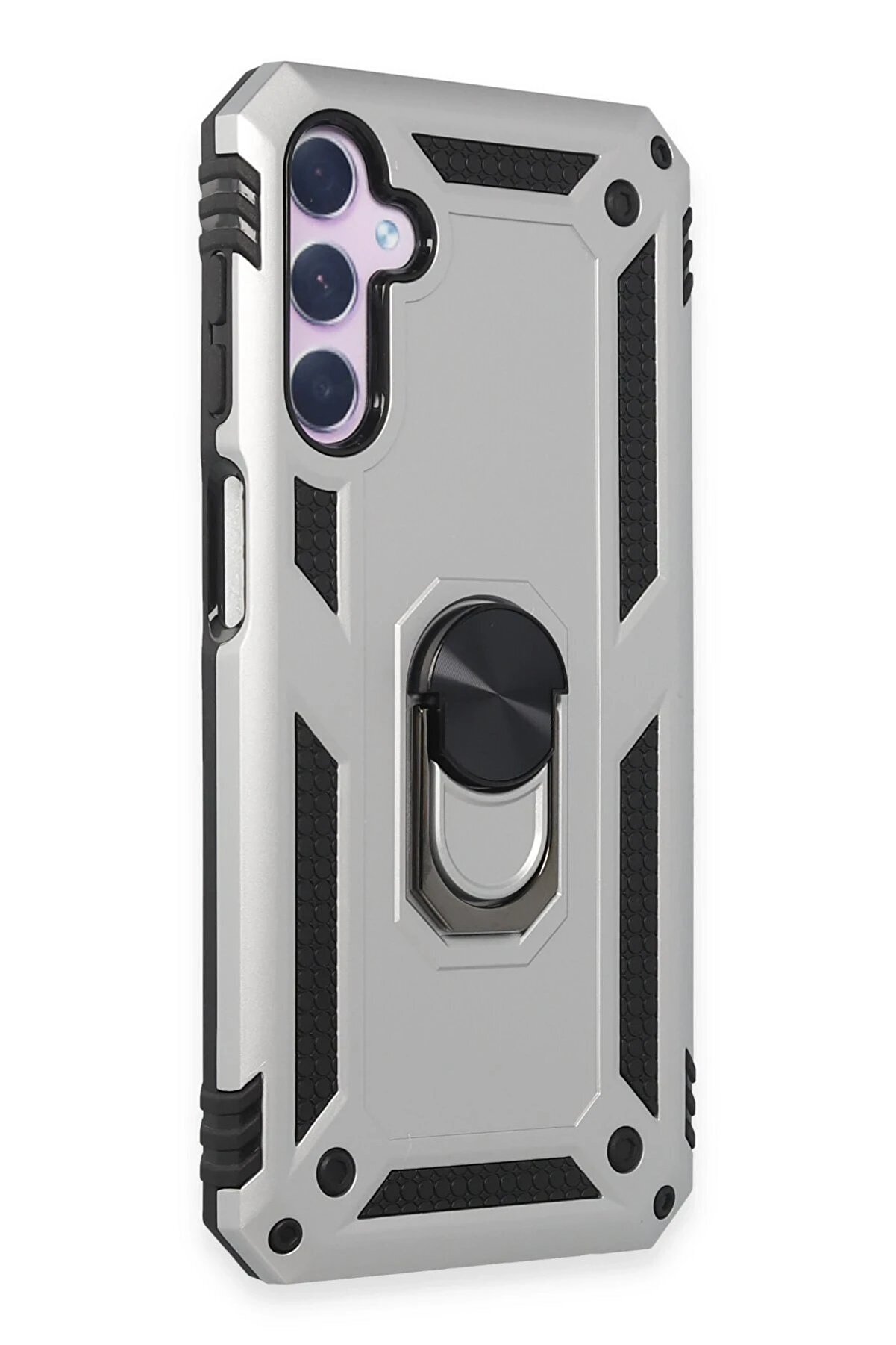 CepteToptan Samsung Galaxy A14 4G Kılıf Sofya Yüzüklü Silikon Kapak - Gümüş - DROPX5425-7404