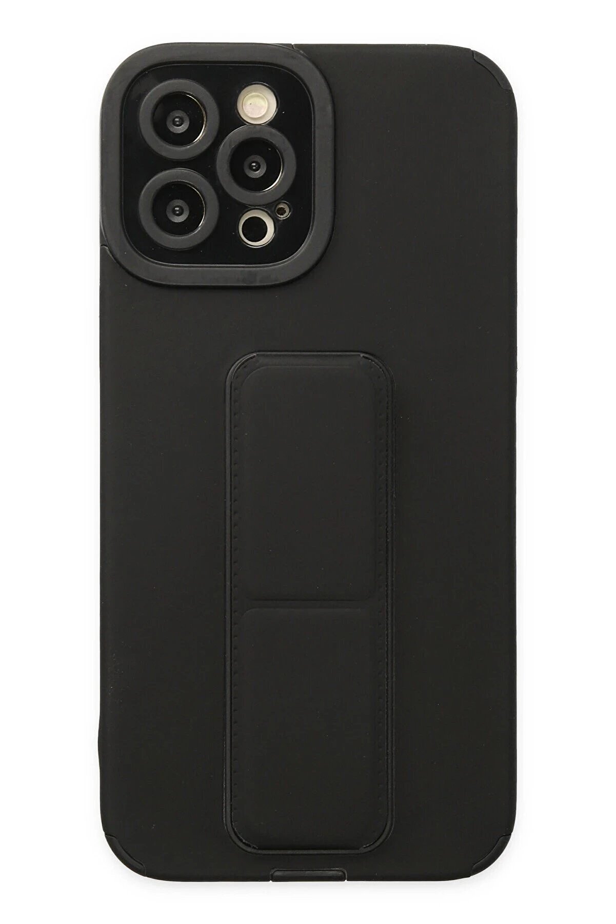 CepteToptan iPhone 12 Pro Max Kılıf Mega Standlı Silikon - Siyah - DROPX2160-6911