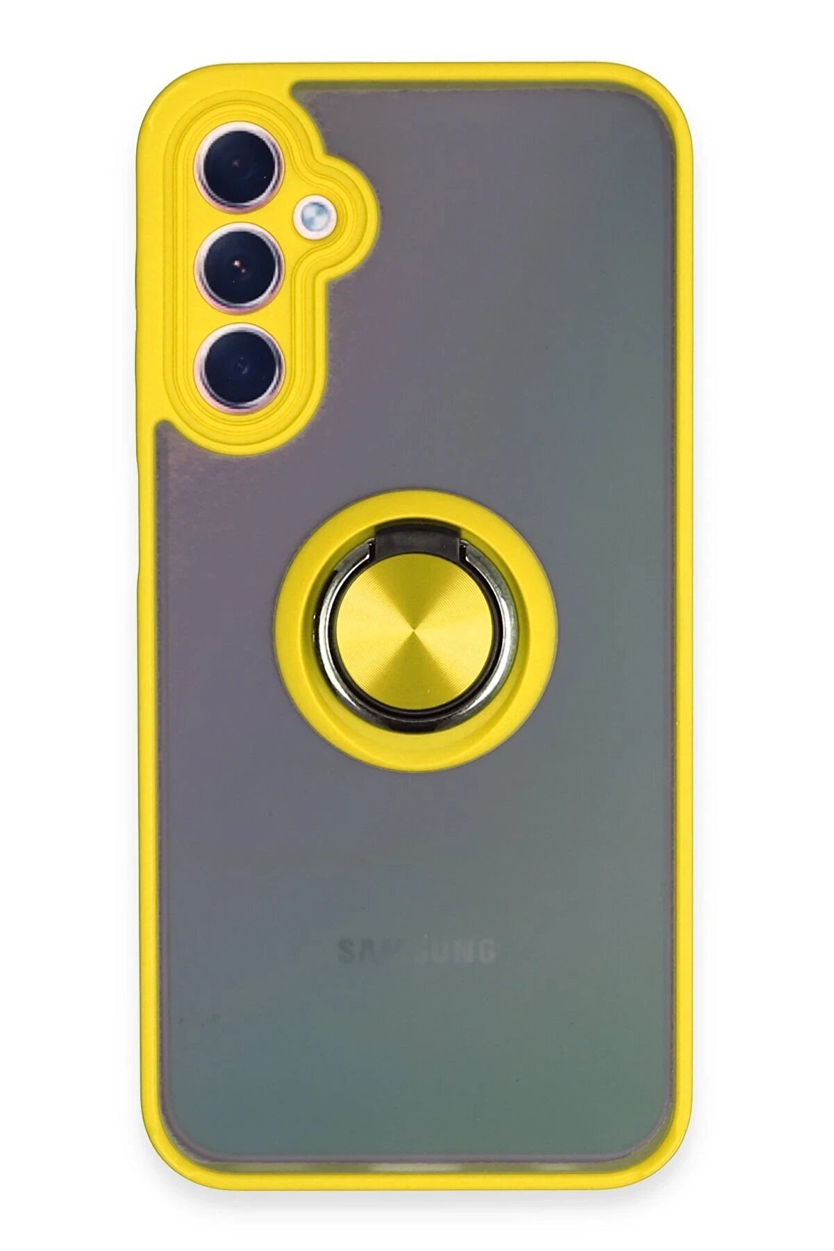 CepteToptan Samsung Galaxy A24 4G Kılıf Montreal Yüzüklü Silikon Kapak - Sarı - DROPX2166-6476