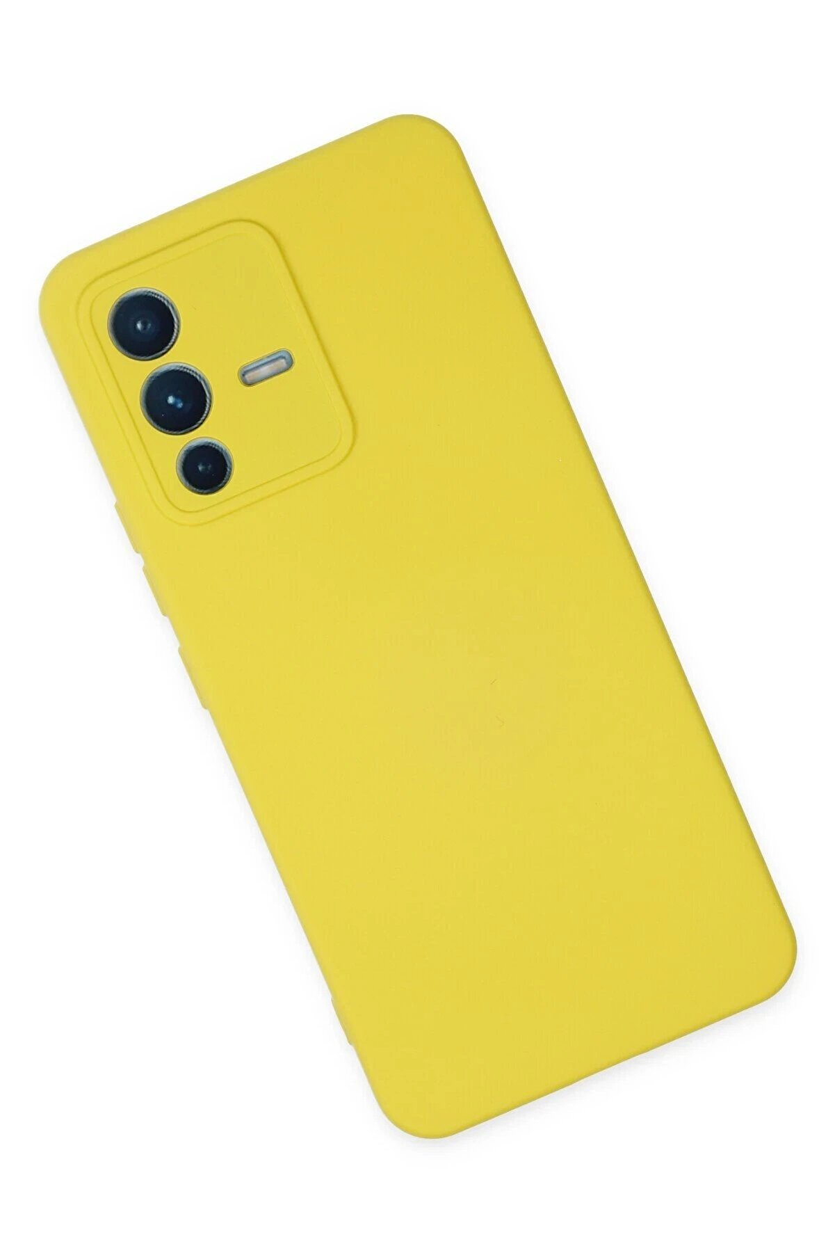 Vi̇vo V23 5G Kılıf Nano İ&ccedil;i̇ Kadi̇fe Si̇li̇kon - Sarı - Dropx2921-6189
