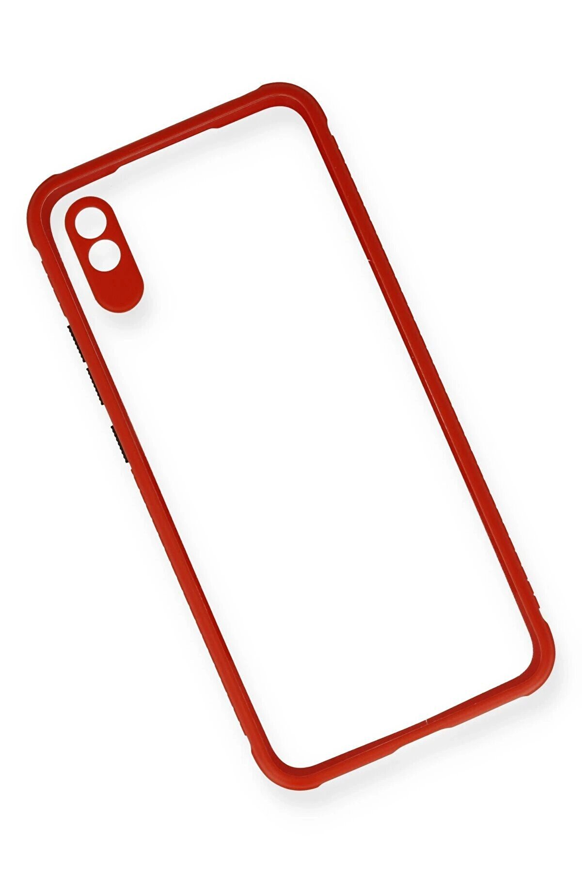 Xi̇aomi̇ Redmi̇ 9A Kılıf Mi̇ami̇ Şeffaf Si̇li̇kon - Kırmızı - Dropx5171-5611